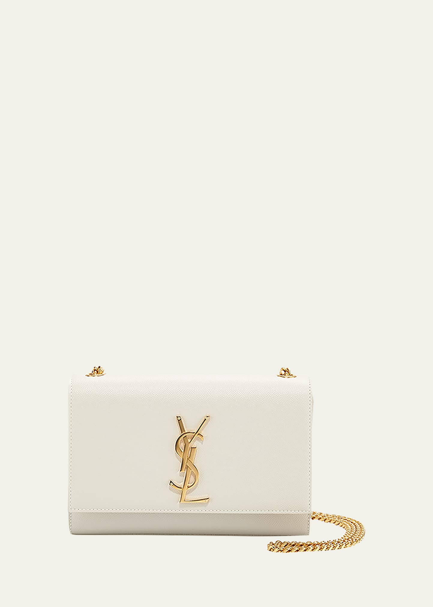 Shop Saint Laurent Kate Small Ysl Crossbody Bag In Grained Leather In White