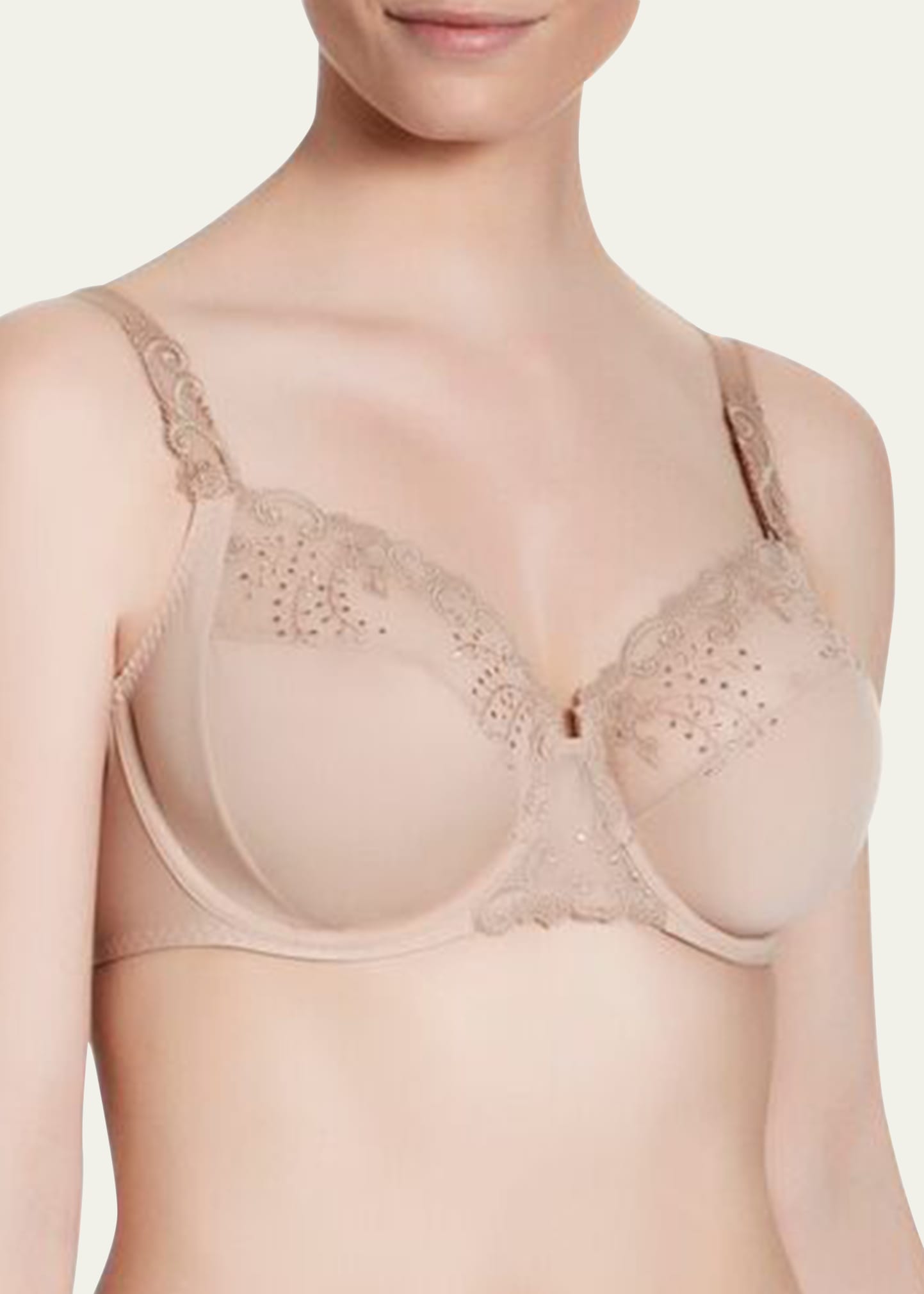 Simone Perele Delice Floral-embroidered Full Cup Bra In Nude