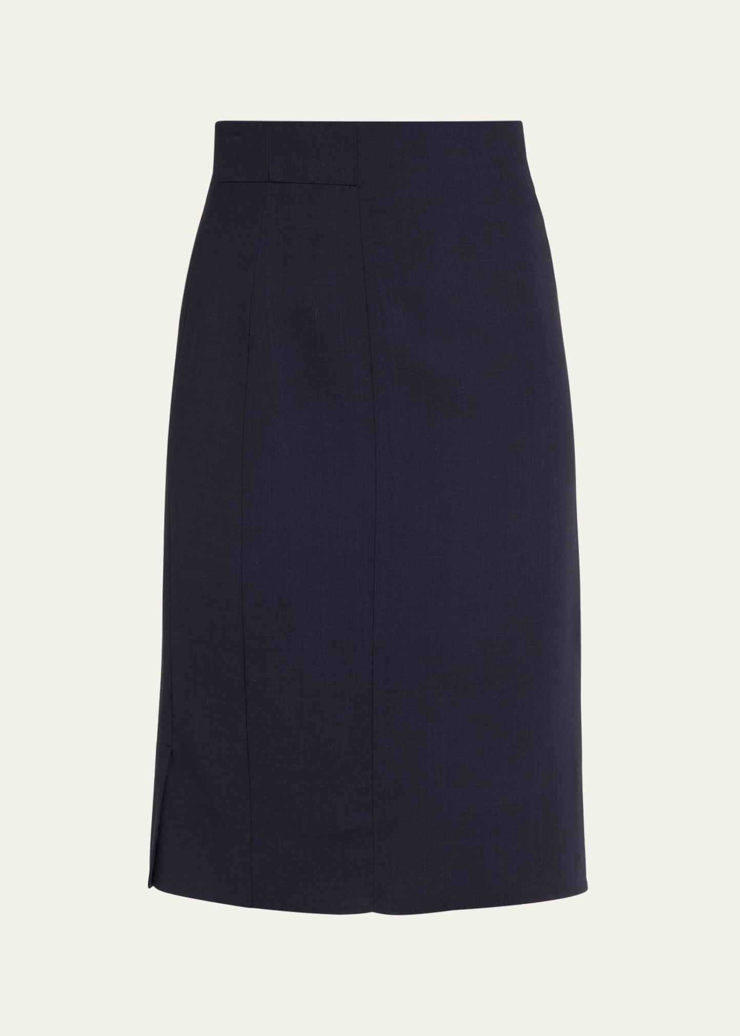 Shop Akris Wool-blend Knee-length Pencil Skirt In Navy