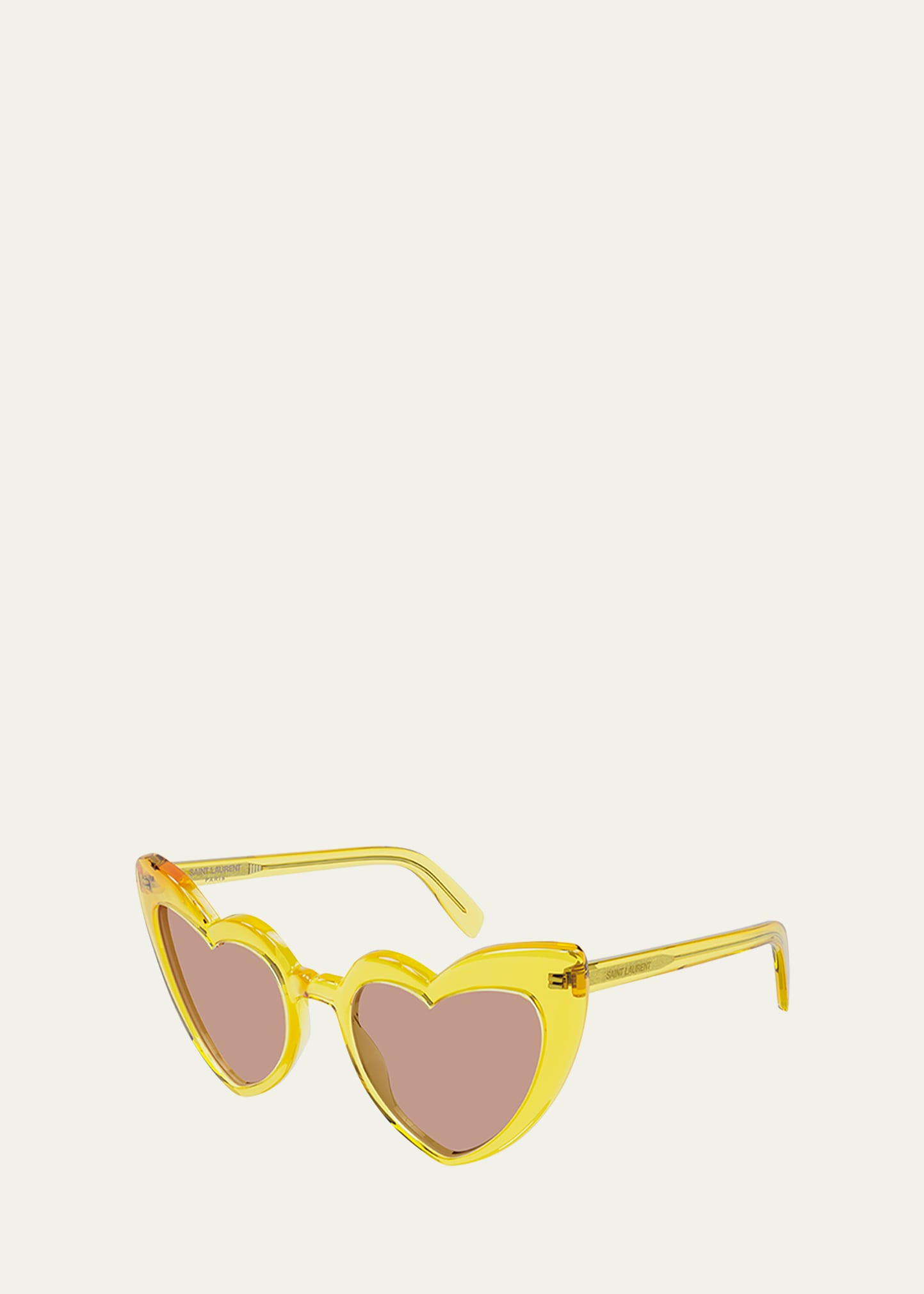 Saint Laurent Lou Lou 54mm Heart-shaped Sunglasses In 022 Shiny Transpa