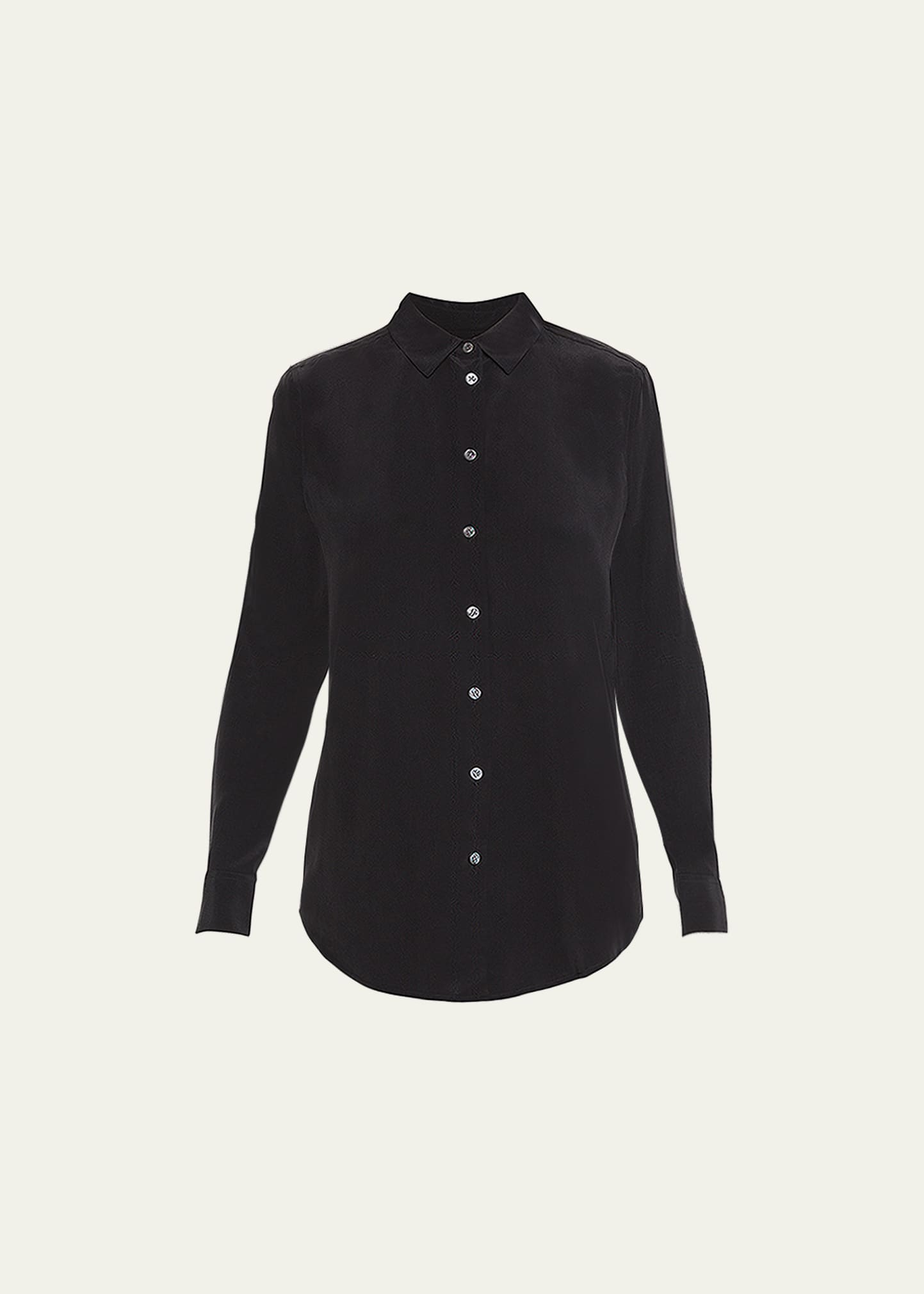 Equipment Essential Long-sleeve Silk Shirt In True Black