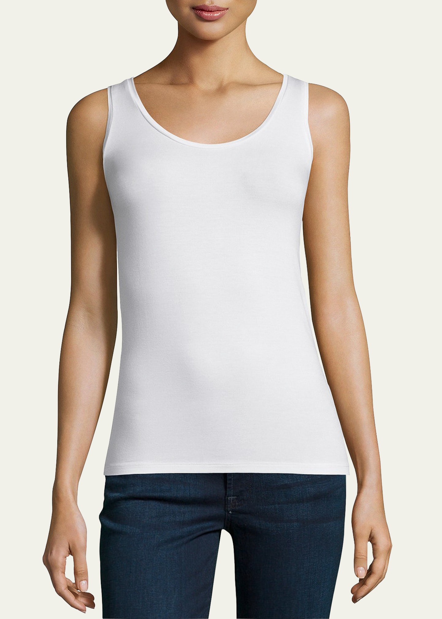 Shop Majestic Soft Touch Scoop-neck Tank In Milk