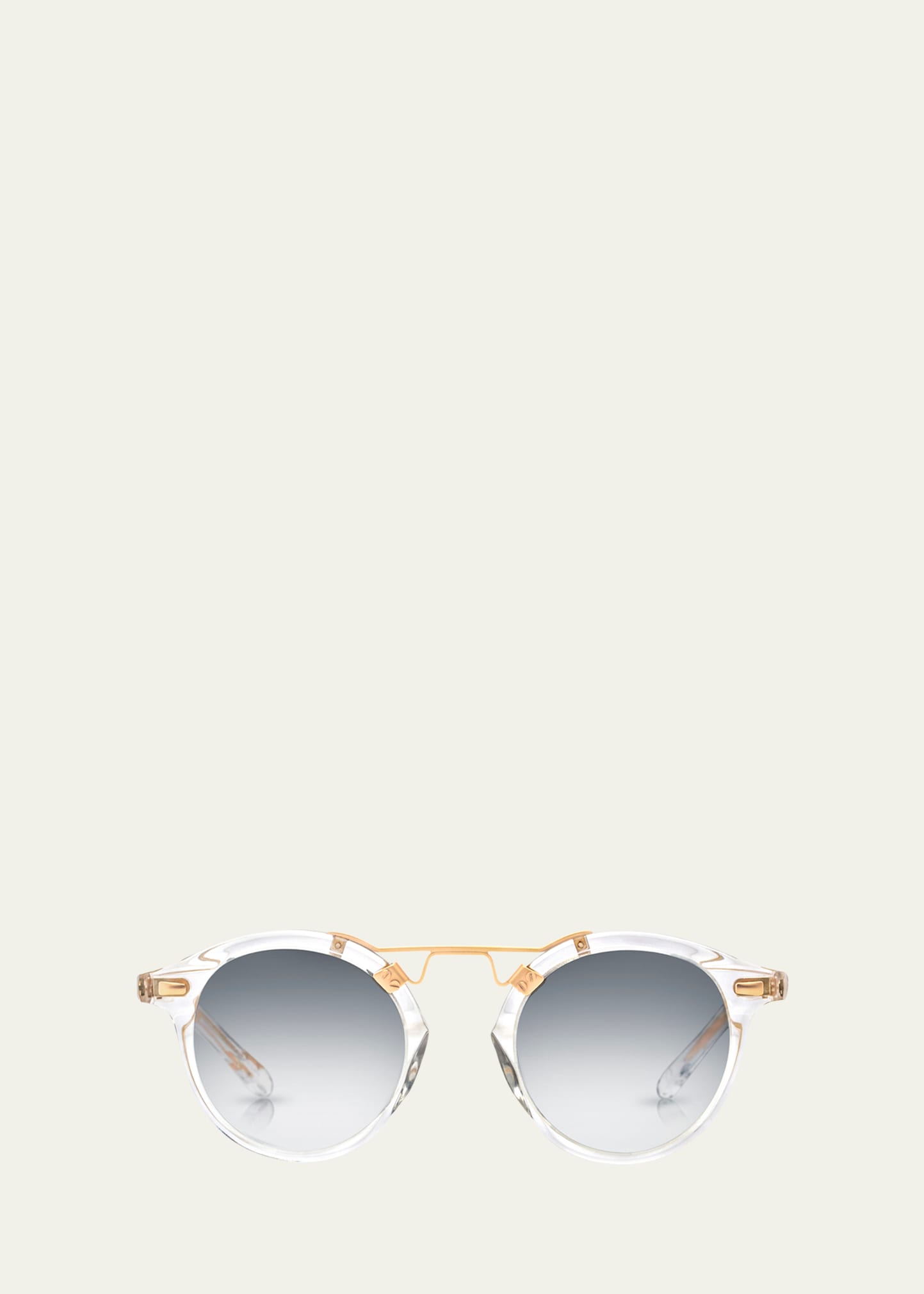 Krewe St. Louis Transparent Round Mirrored Sunglasses, Clear In Crystal 24k