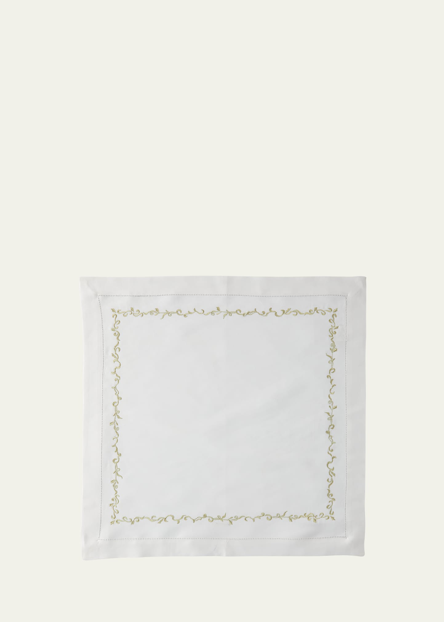 Nomi K Gold Wave Embroidered Napkin In White