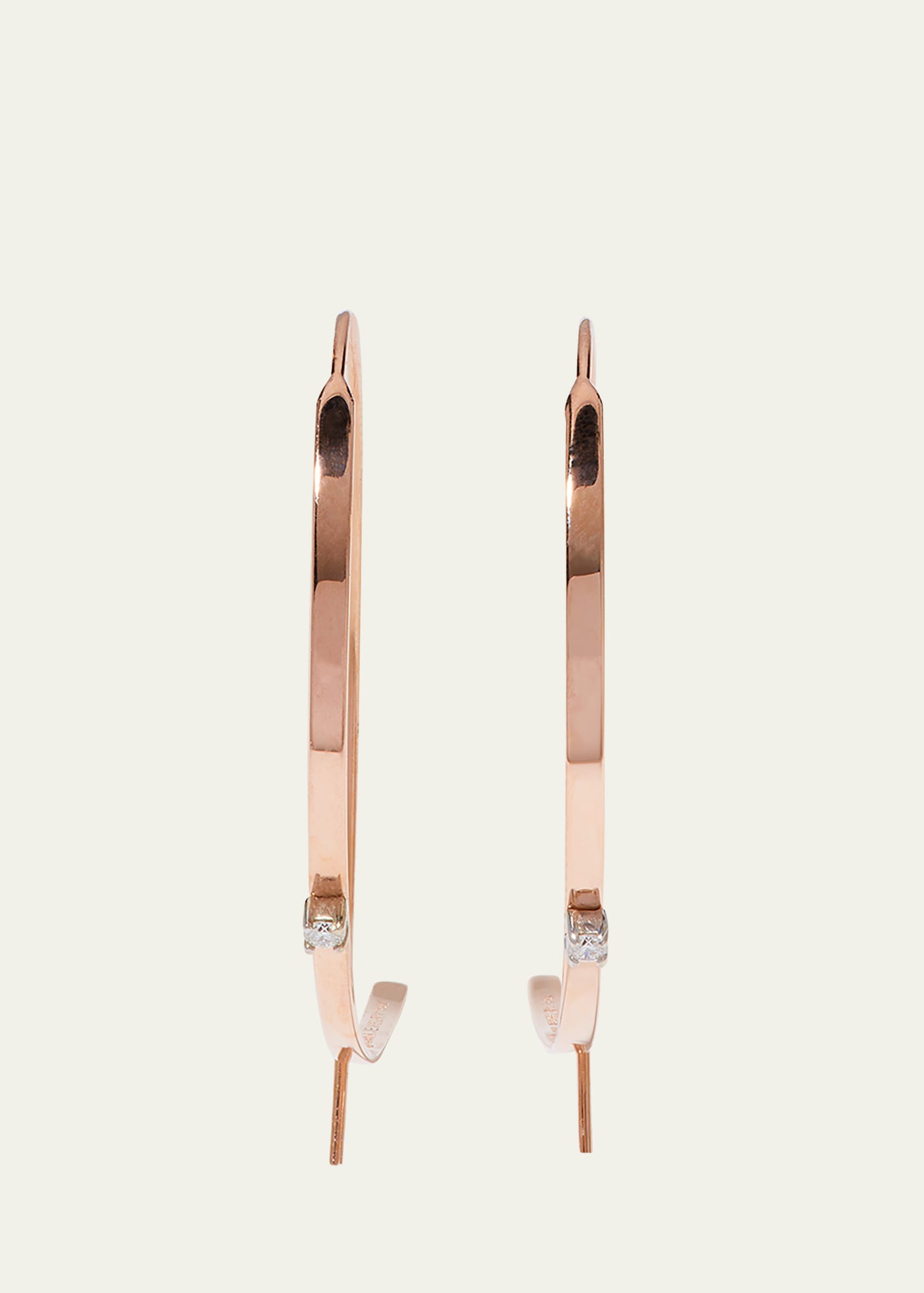 LANA JEWELRY Small Flat Diamond Hoop Earrings