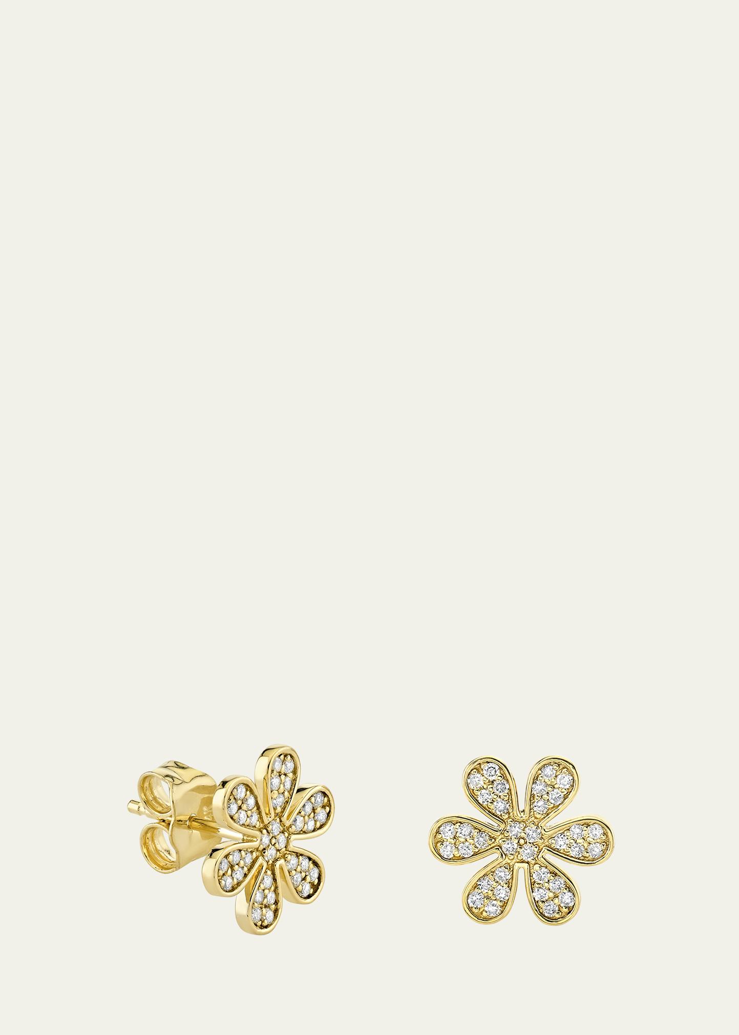 14K Gold Daisy Stud Earring with Diamonds
