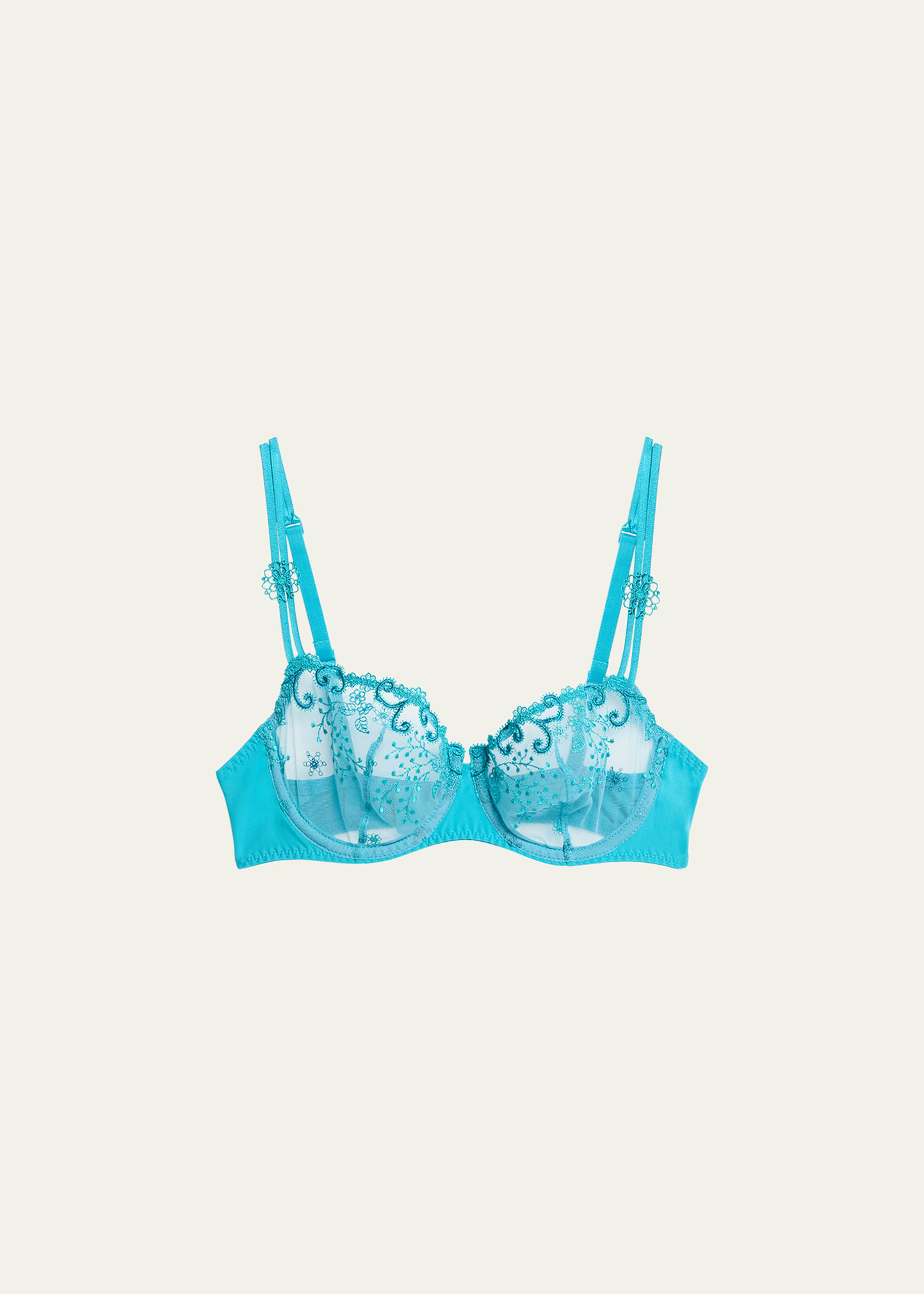 Simone Perele Delice Embroidered Demi Bra In Atoll Blue