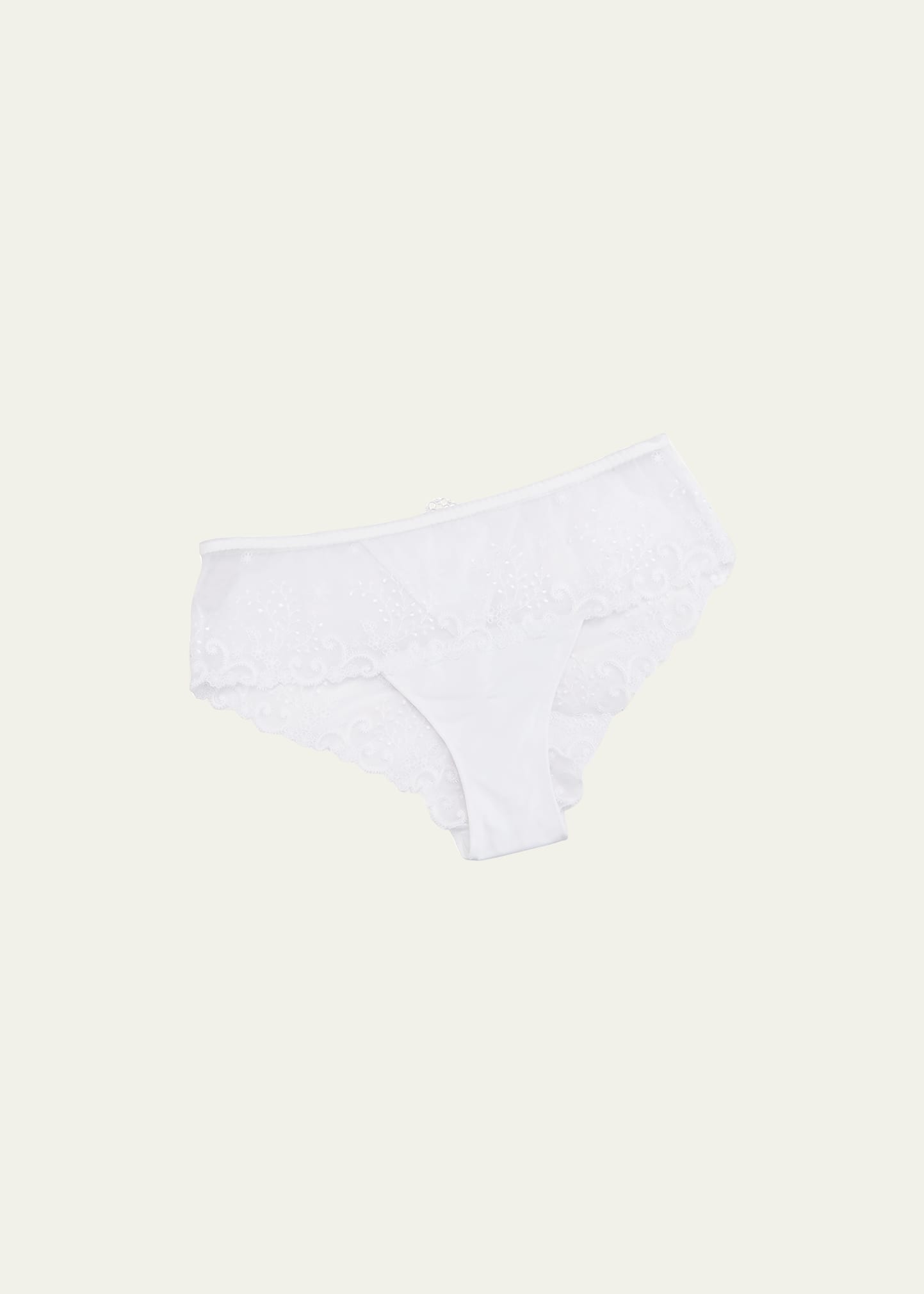 Simone Perele Delice Floral-embroidered Boyshorts In White