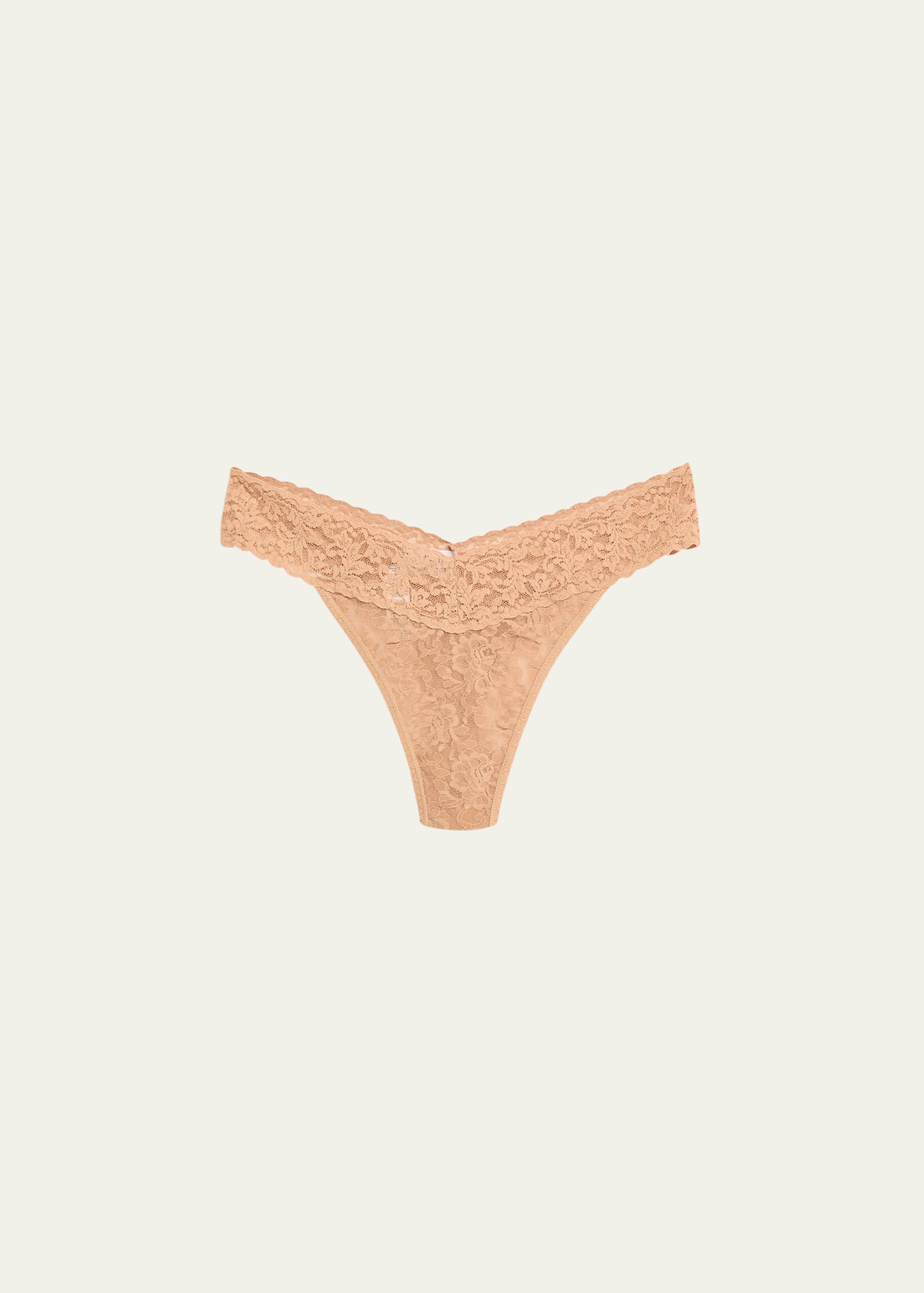 Shop Hanky Panky Stretch Lace Traditional-rise Thong In Sun Tan