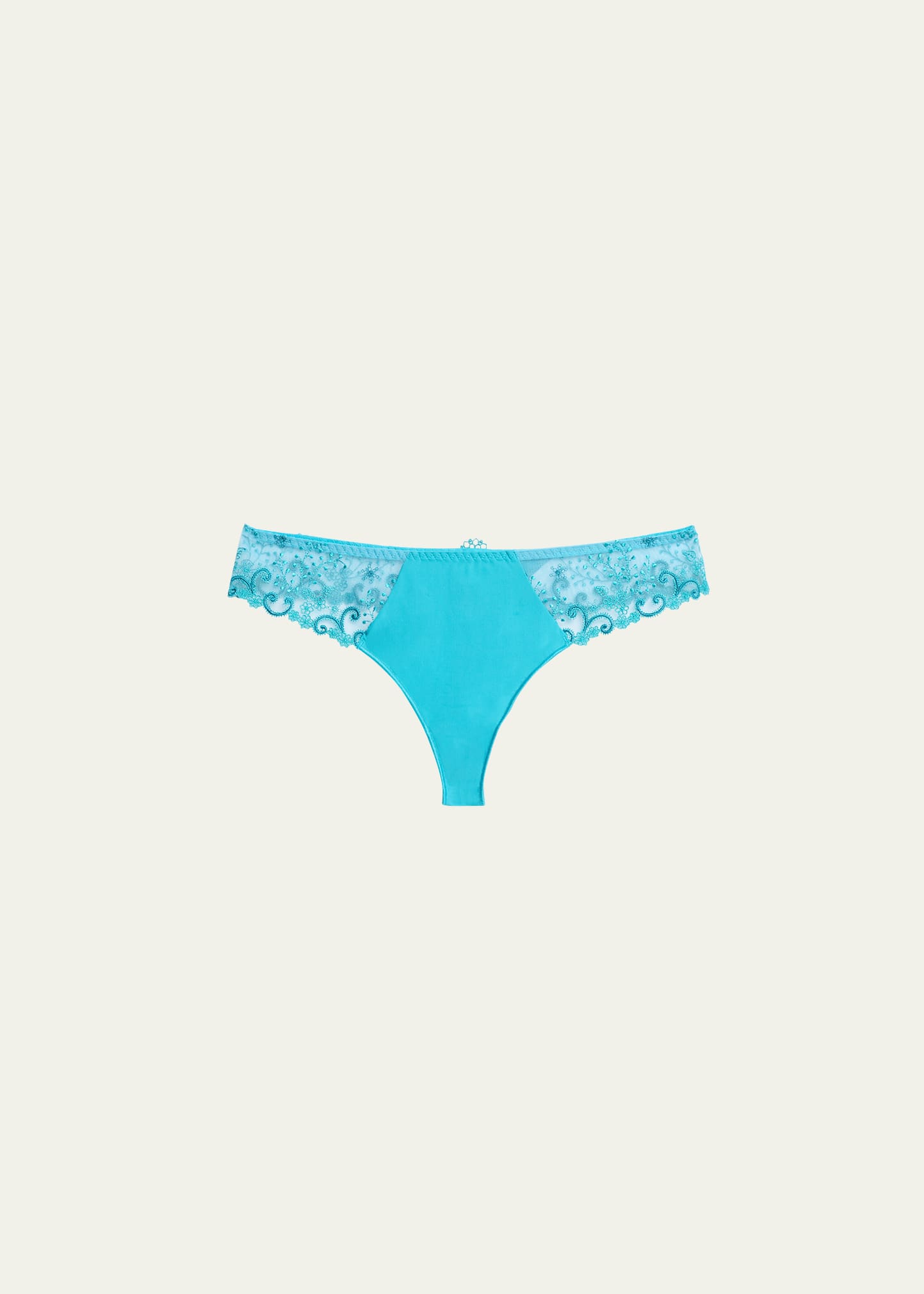 Simone Perele Delice Lace Mesh Thong In Atoll Blue