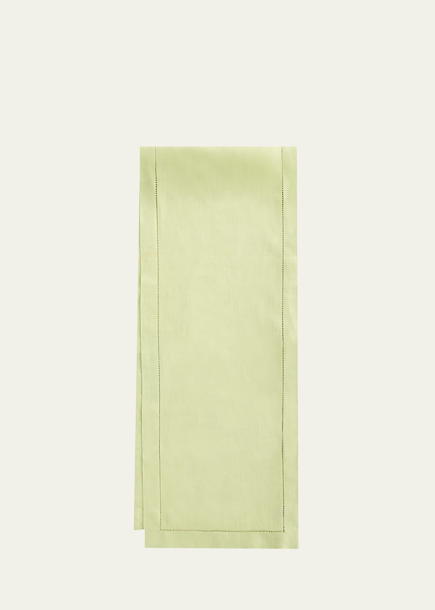 Sferra Hemstitch Table Runner, 15" X 108" In Kiwi