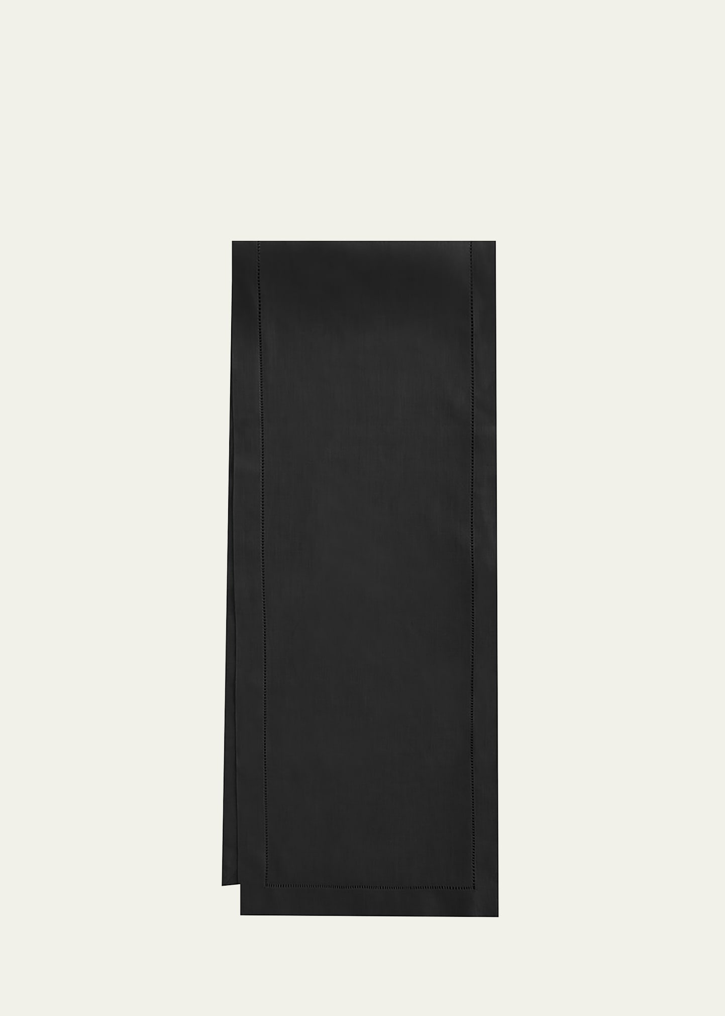 Sferra Hemstitch Table Runner, 15" X 108" In Black