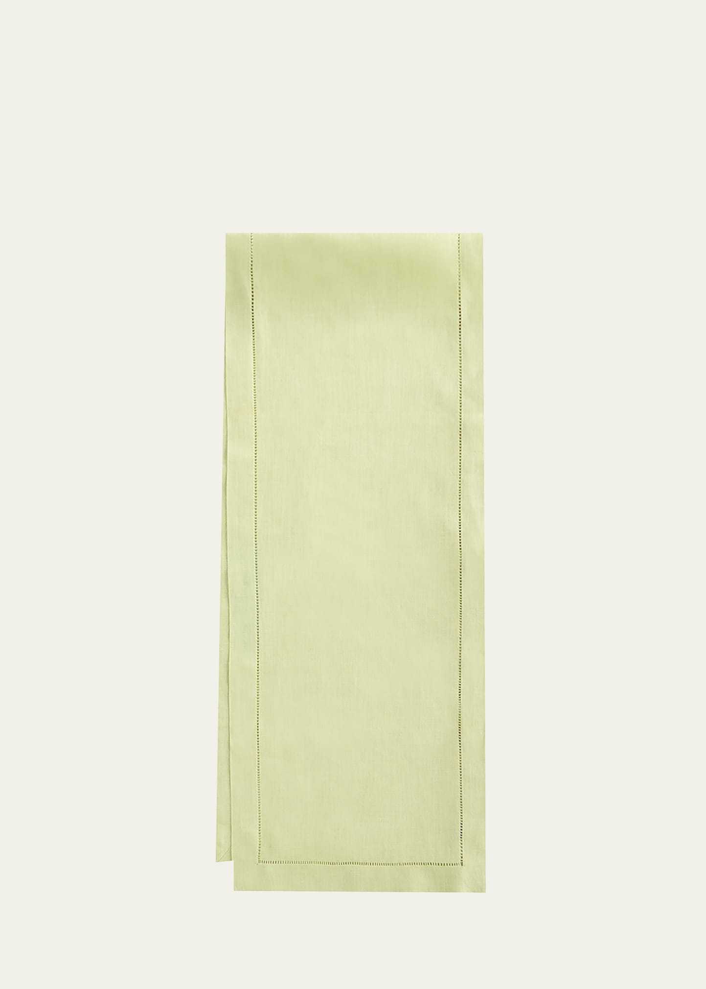 Sferra Hemstitch Table Runner, 15" X 108" In Kiwi