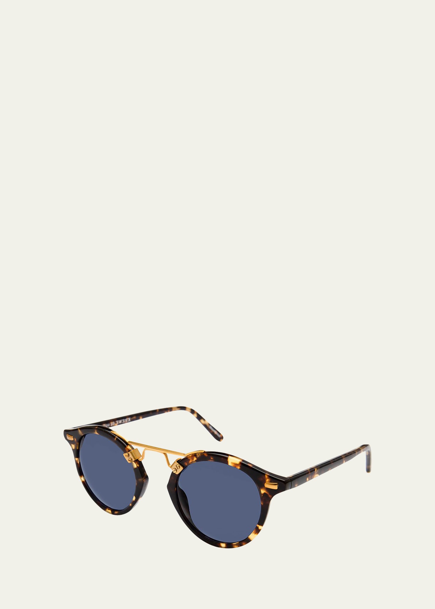 KREWE St. Louis Round Polarized Sunglasses, Blue/Brown Tortoise