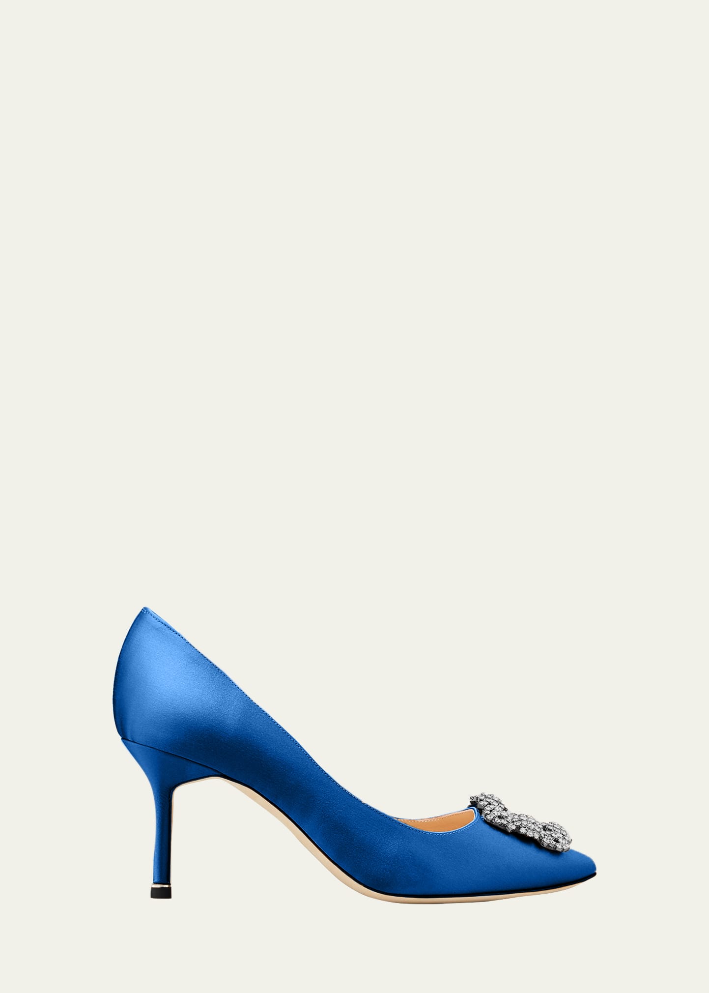Manolo Blahnik Hangisi 90 Satin Pumps With Fmc Crystal Buckle In Blue