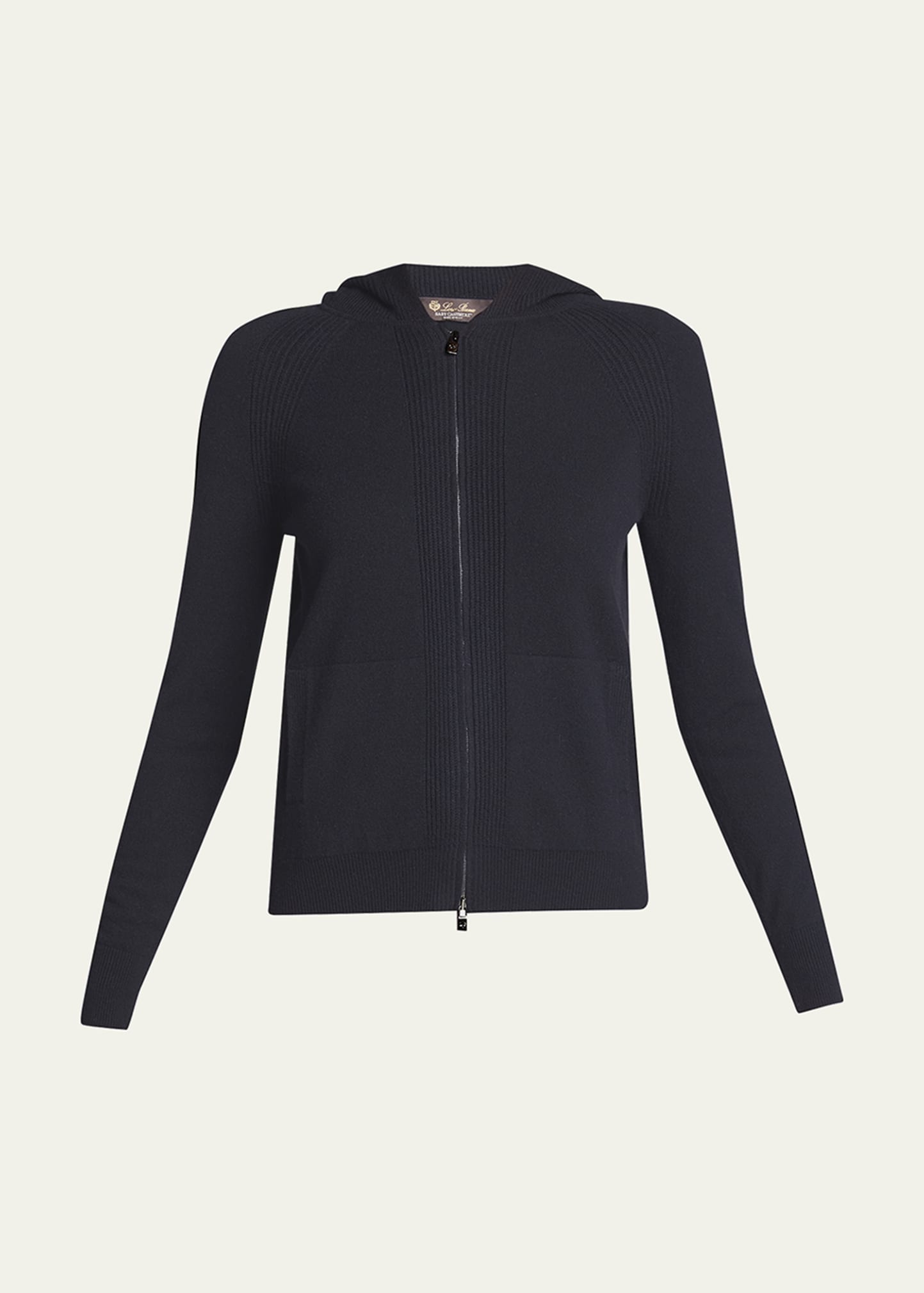 Shop Loro Piana Merano Cashmere Zip-front Hoodie Sweater In Navy