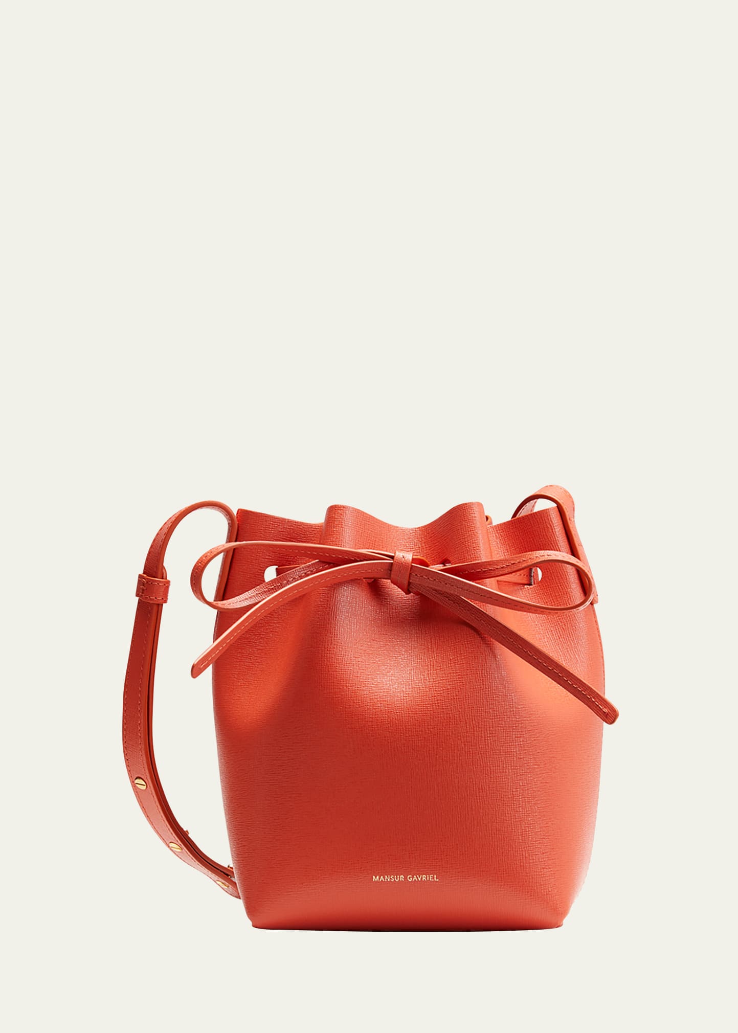 Mansur Gavriel Mini Mini Saffiano Leather Bucket Bag In Papaya