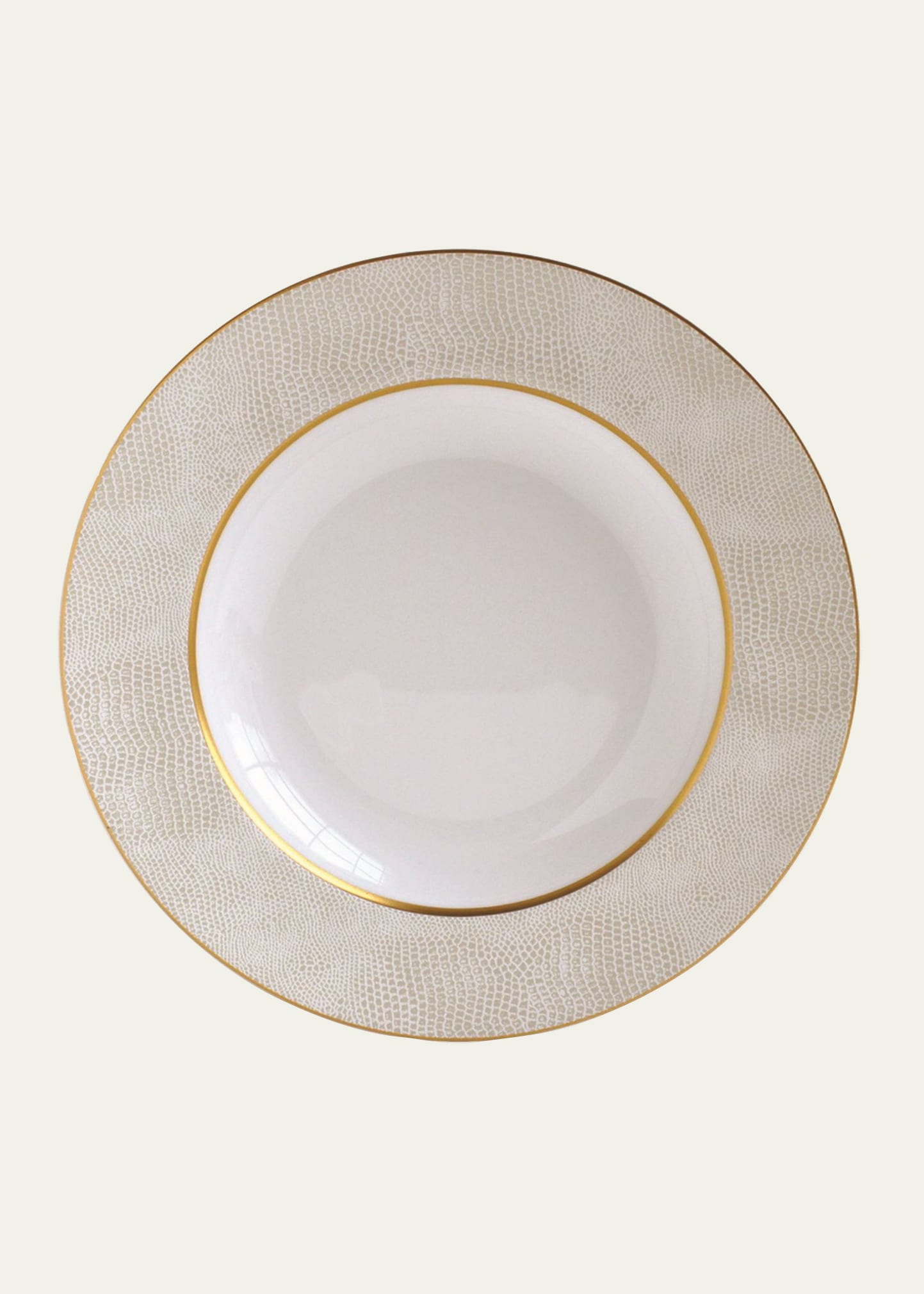 Shop Bernardaud Sauvage White Rim Soup Plate In White Gold