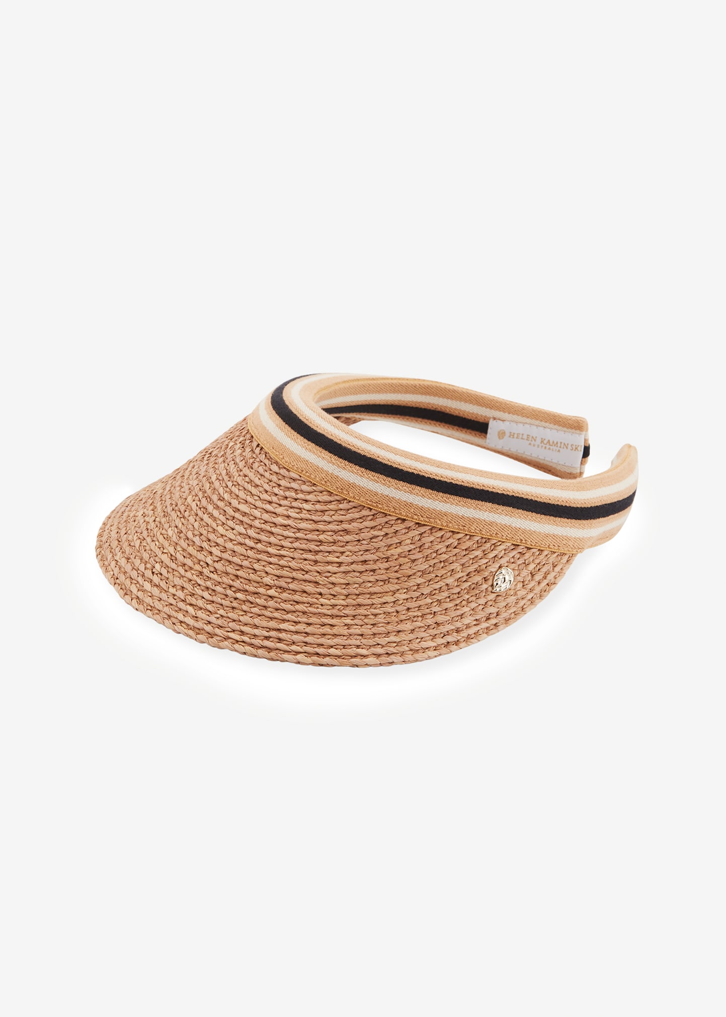 Helen Kaminski Bianca Classic Slide-on Raffia Visor In Brown Pattern