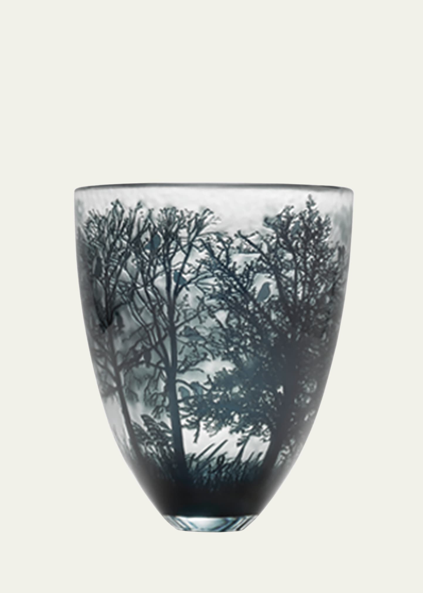 Asprey Winter Hand-carved Glass Vase In Black