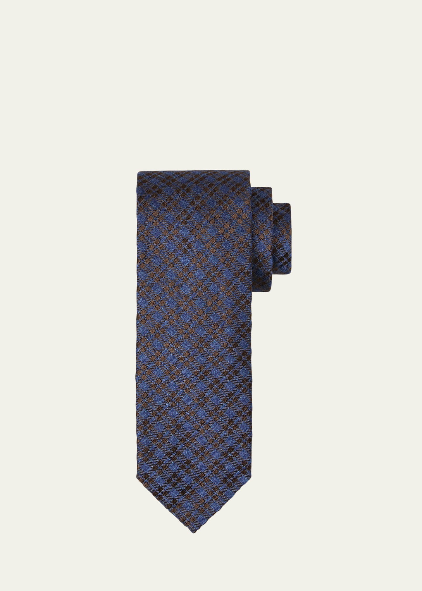 Shop Charvet Men's Silk Check Tie In 10 Green