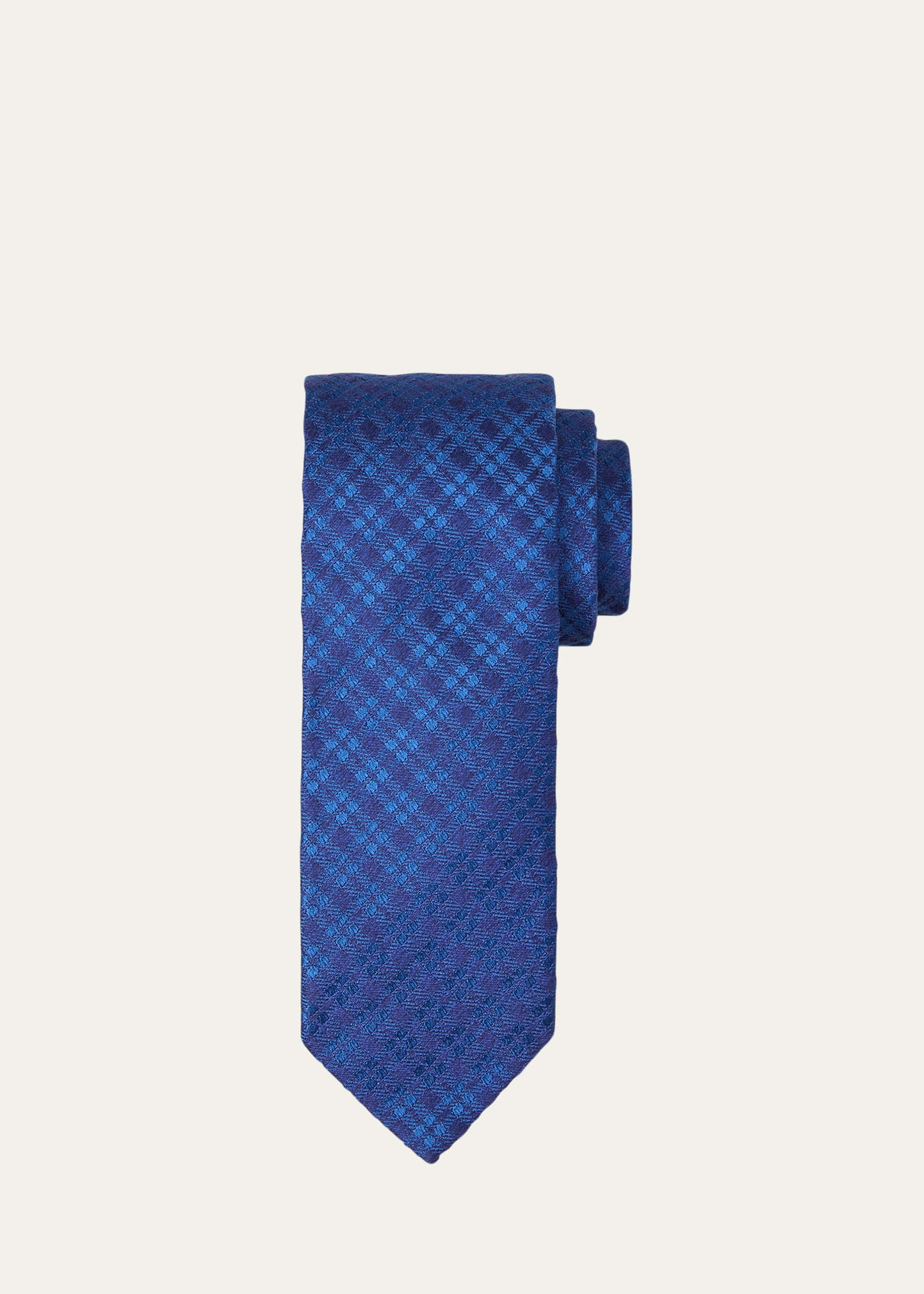 Charvet Men's Silk Check Tie In 16 Blue