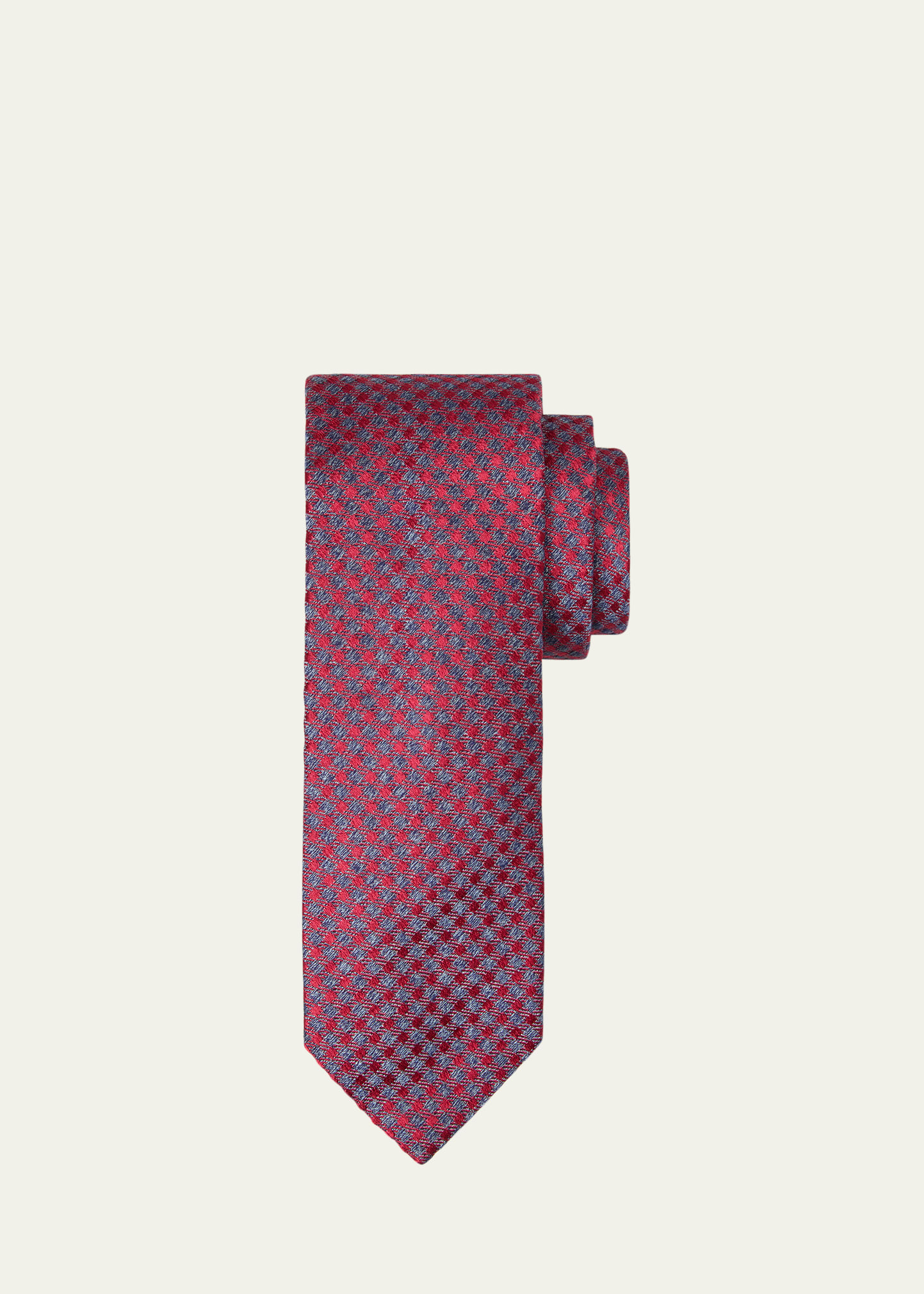Shop Charvet Men's Check Silk Tie In 18 Red