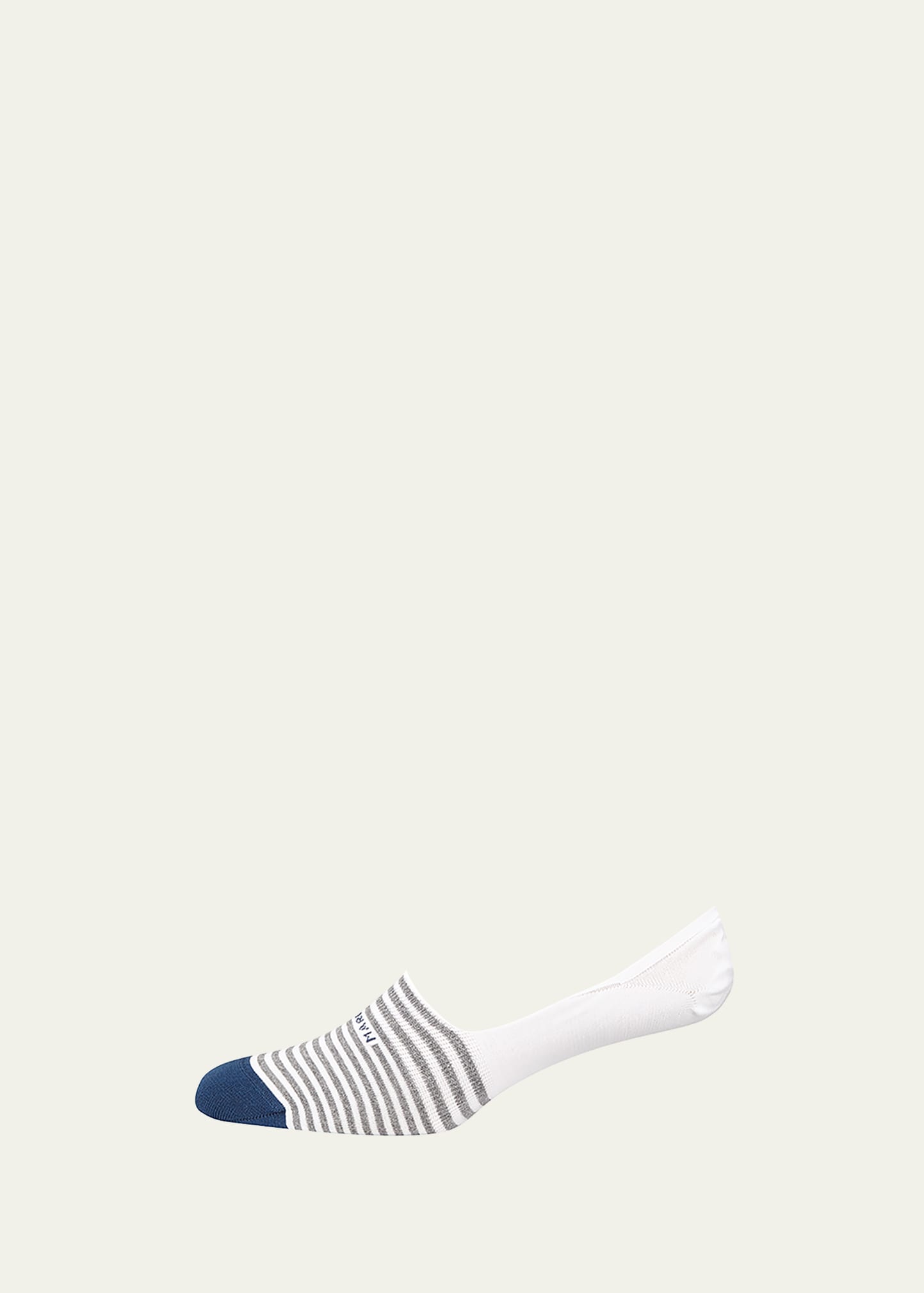 Marcoliani Invisible Touch Striped No-show Socks In White Pattern