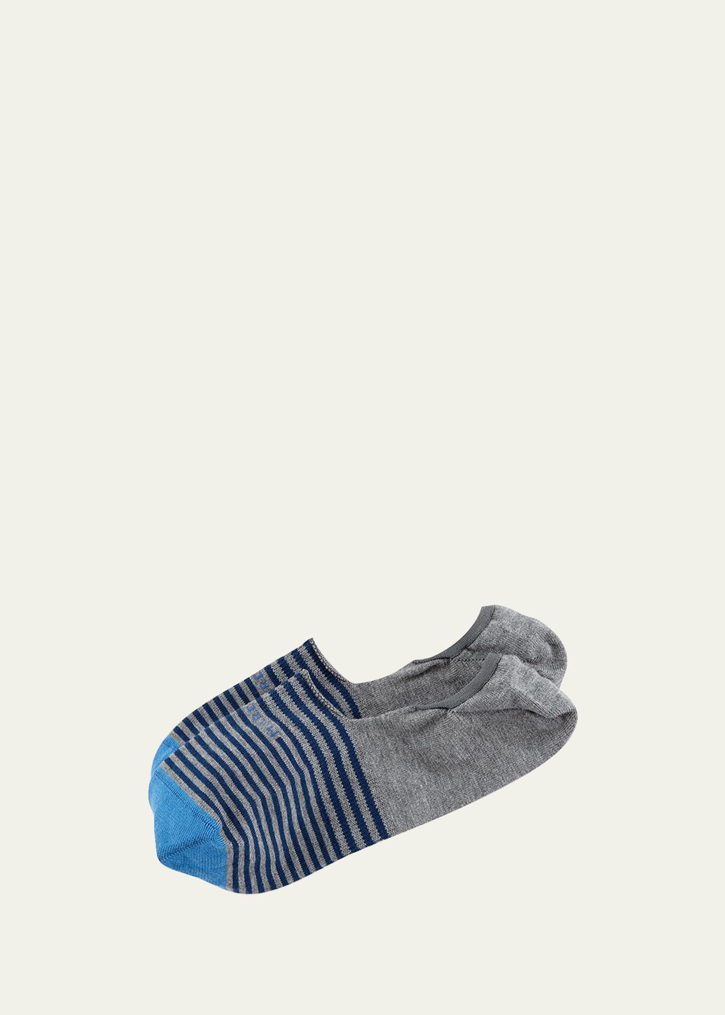 Shop Marcoliani Invisible Touch Striped No-show Socks In Gray Pattern