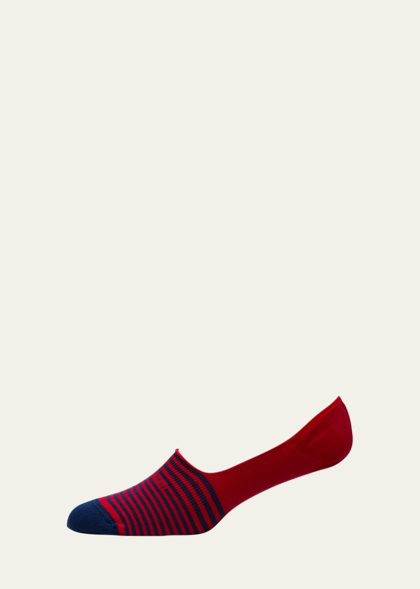Marcoliani Invisible Touch Striped No-show Socks In 237 Tomato
