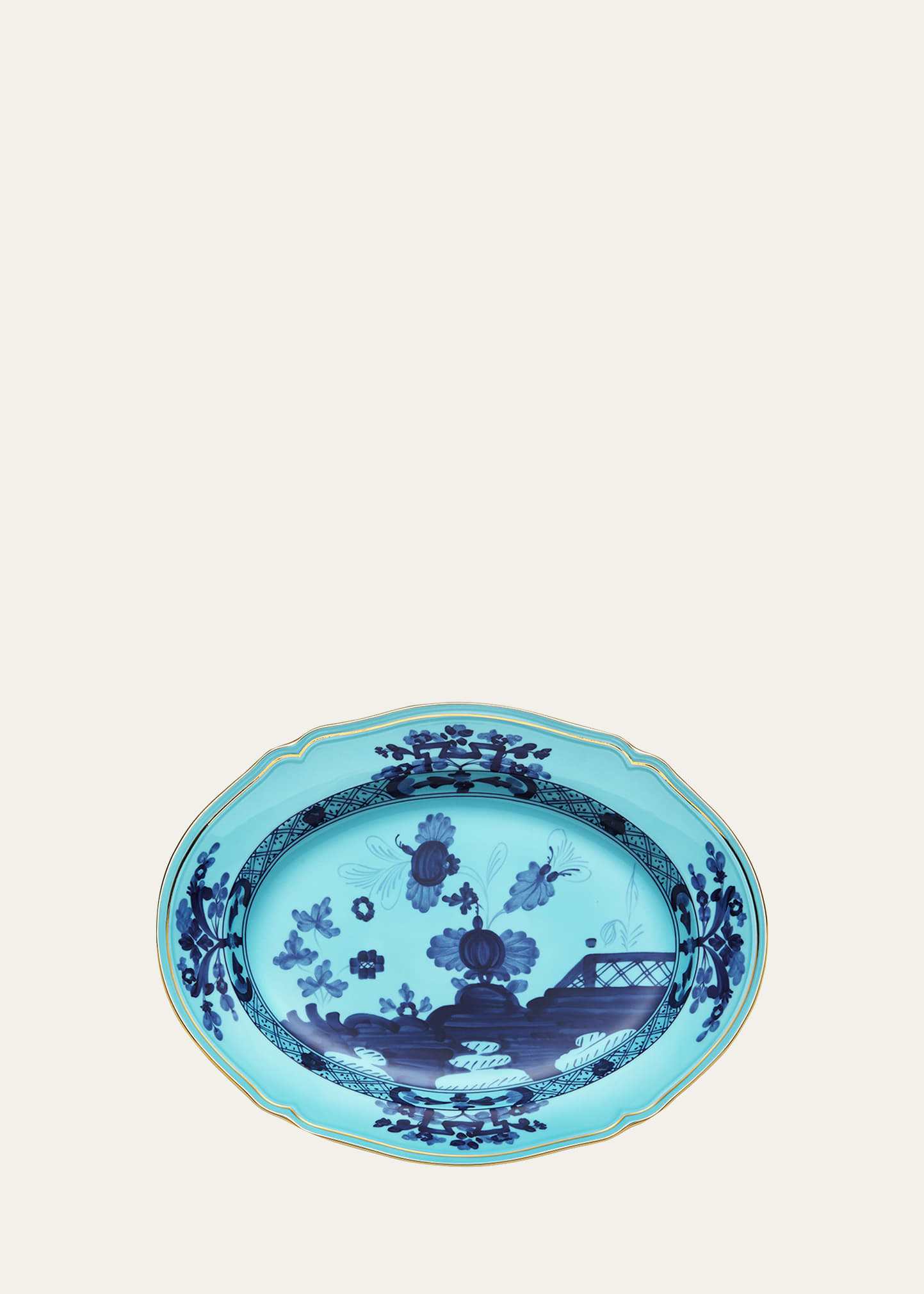 Ginori 1735 Oriente Italiano Oval Platter, Iris In Blue