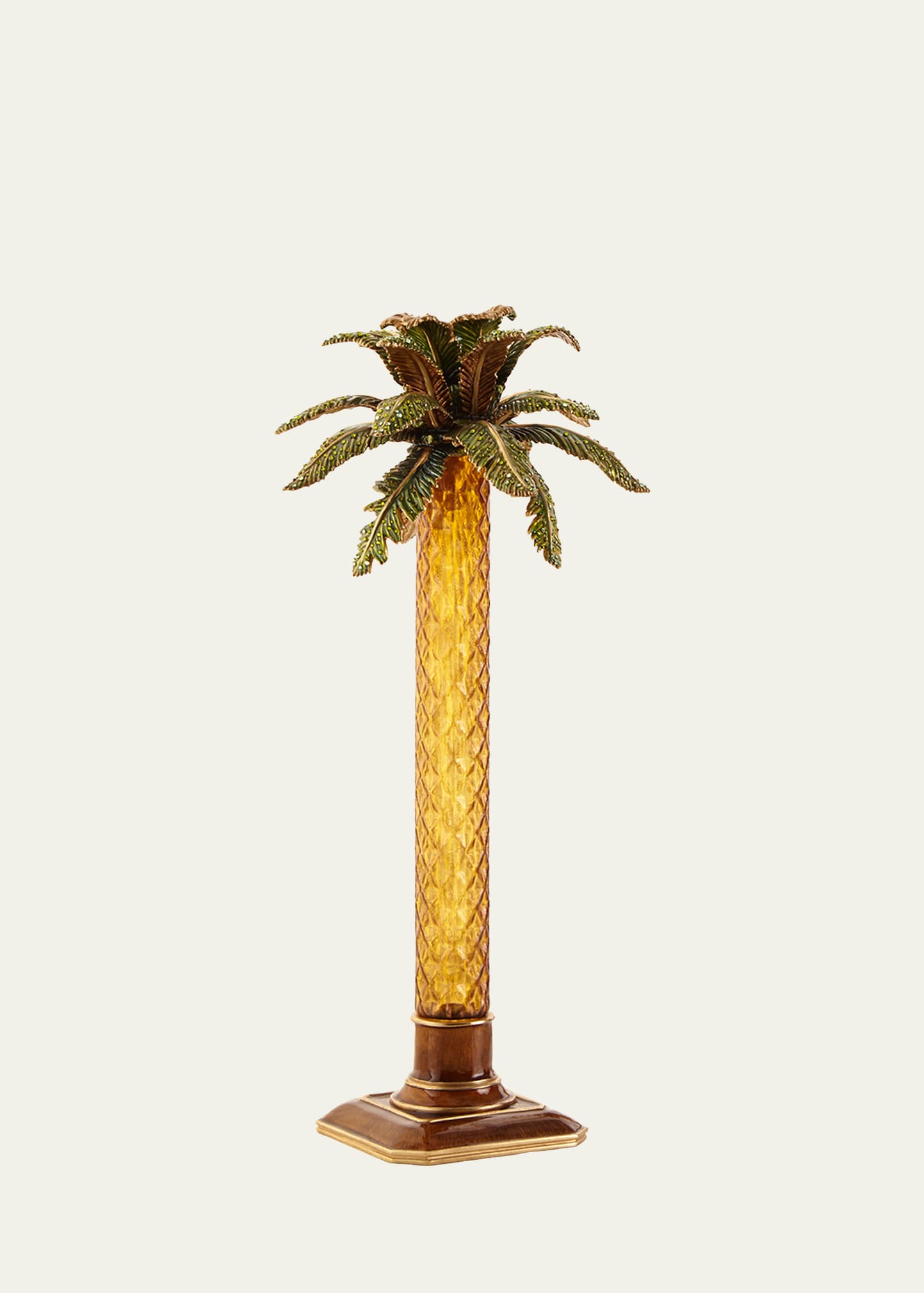 Palm Tree Jeweled Glass Candlestick
