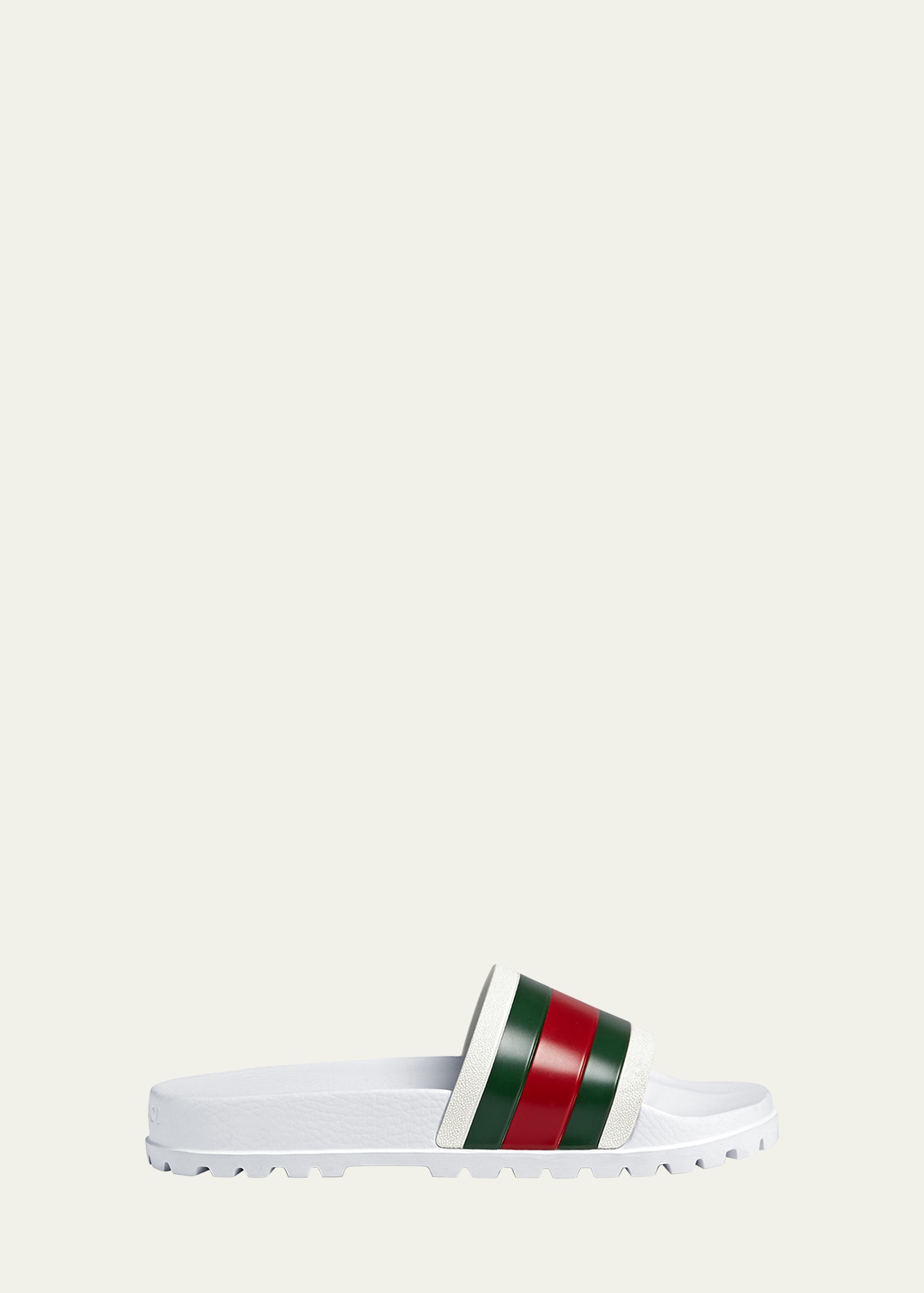 Gucci Men's Pursuit Trek Web Slide Sandals In White