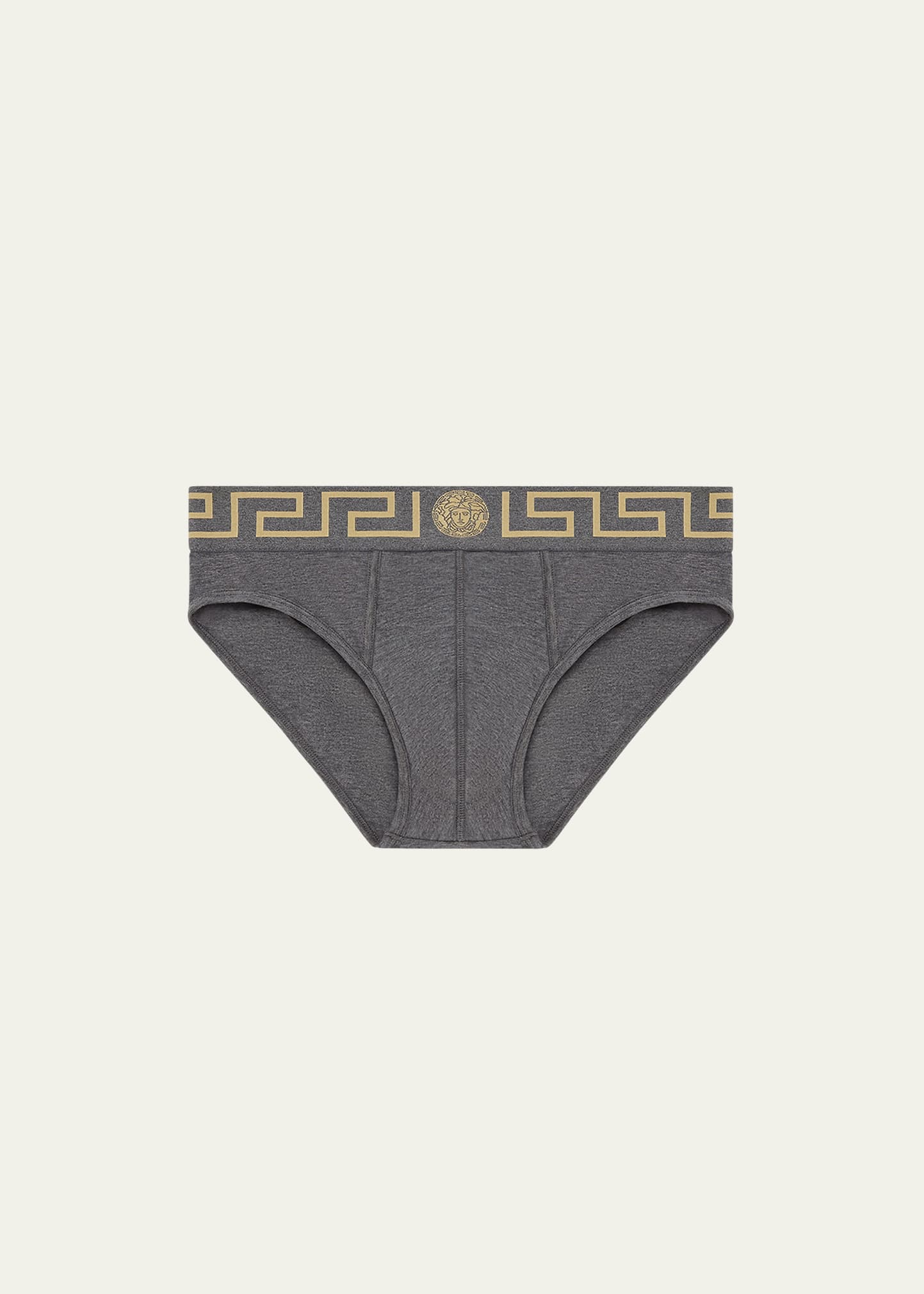 Versace Grey Greca Border Briefs In A9x1 Grey Gold