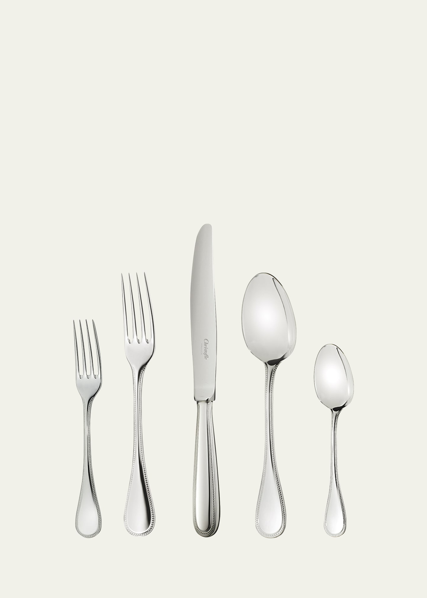 Christofle Perles 5-piece Flatware Place Setting In Gray