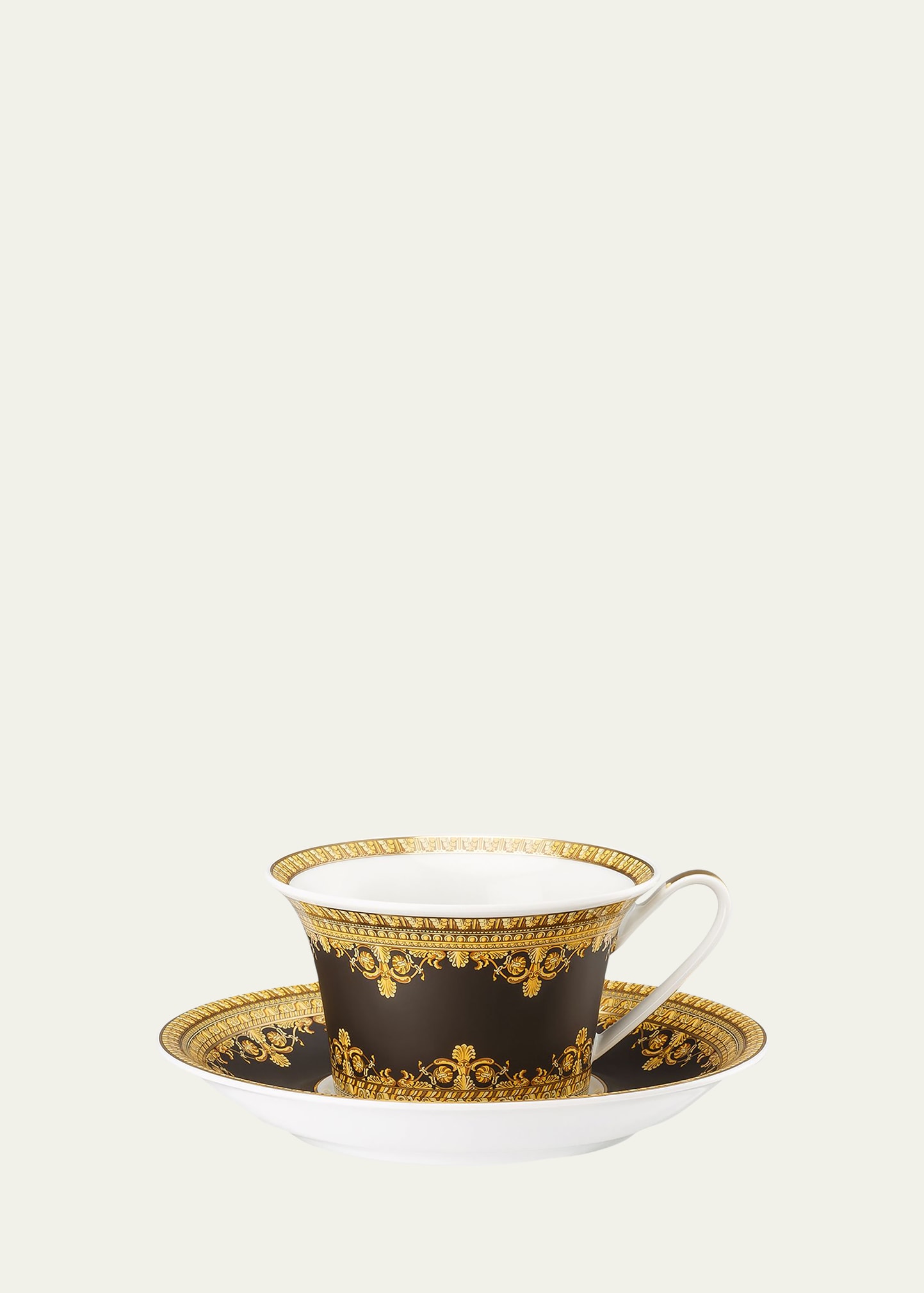 Versace I Love Baroque Tea Cup & Saucer In Black