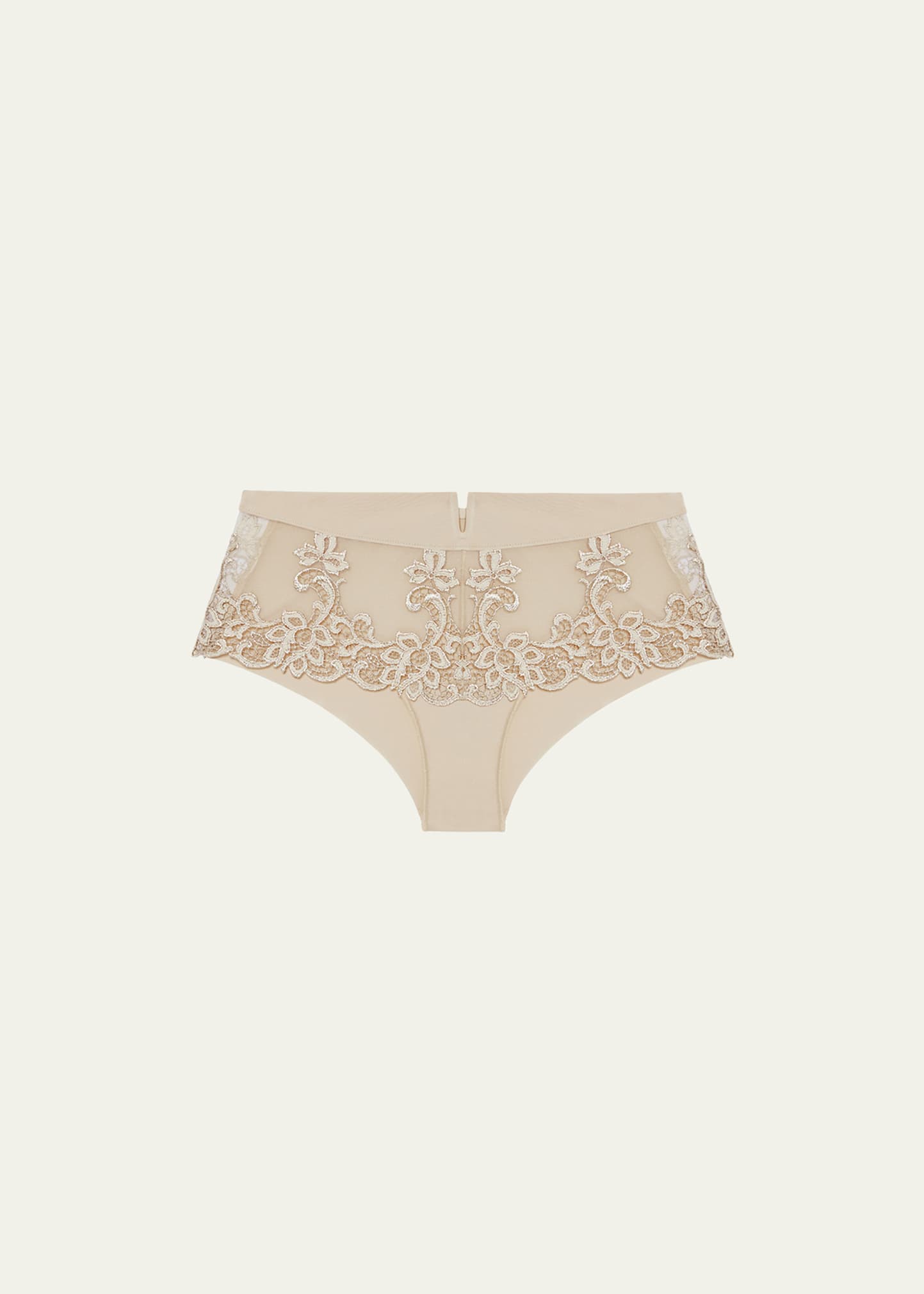 Simone Perele Saga Tattoo Lace Boyshorts In Topaz Beige