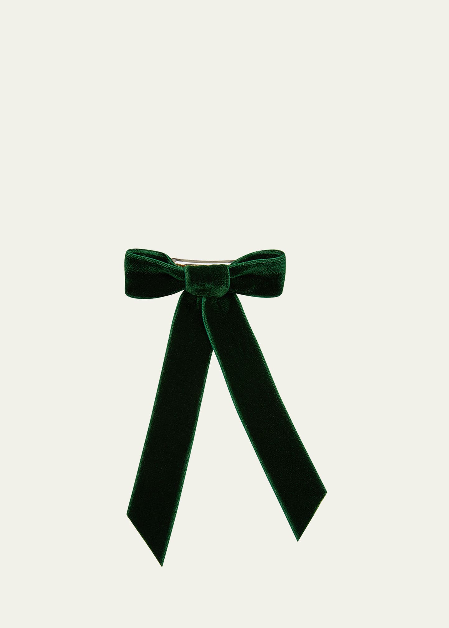 Jennifer Behr Velvet Barrett Bow Hair Clip In Emerald