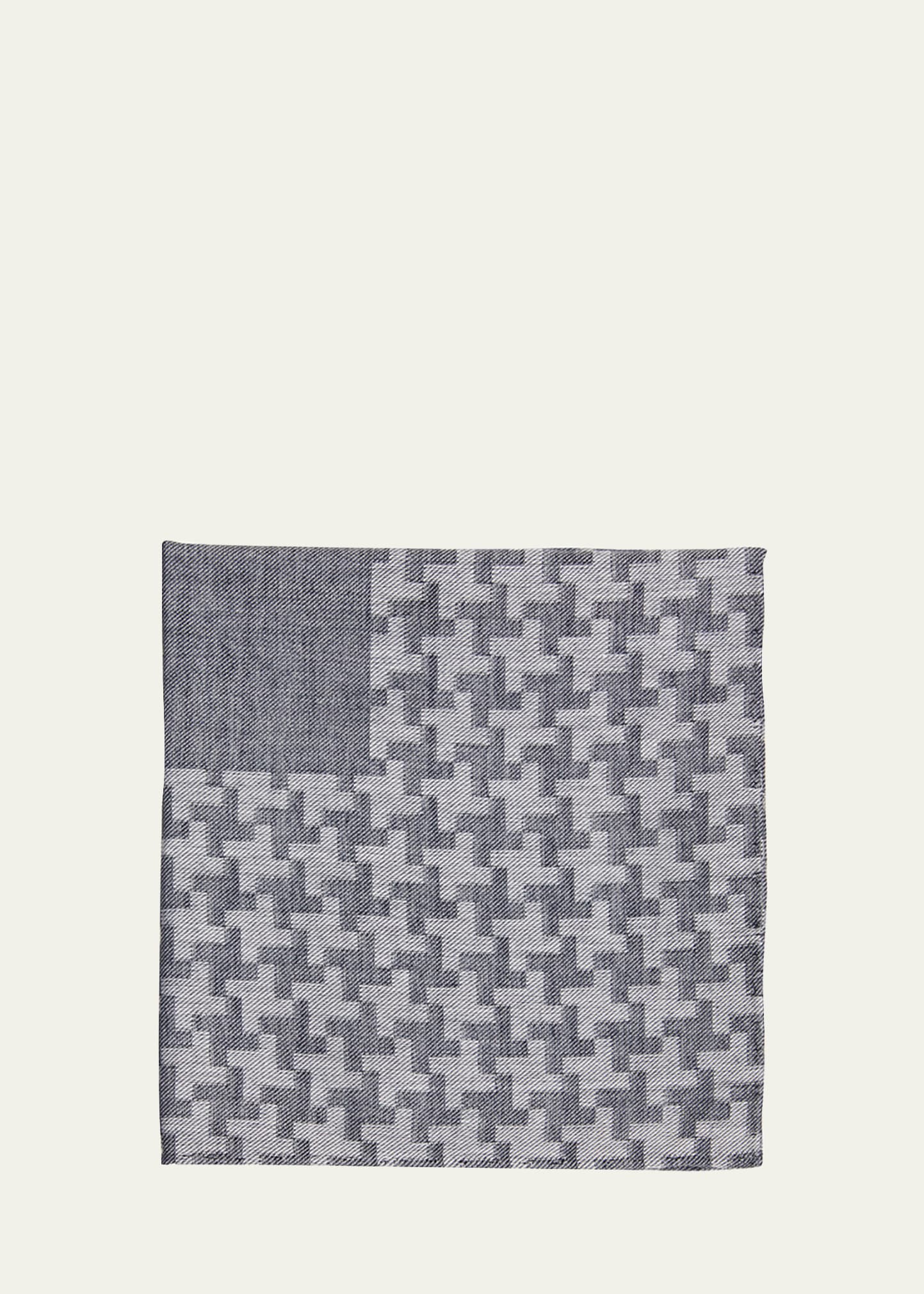 Simonnot Godard Men's Irregular Box-print Cotton Handkerchief In Gray
