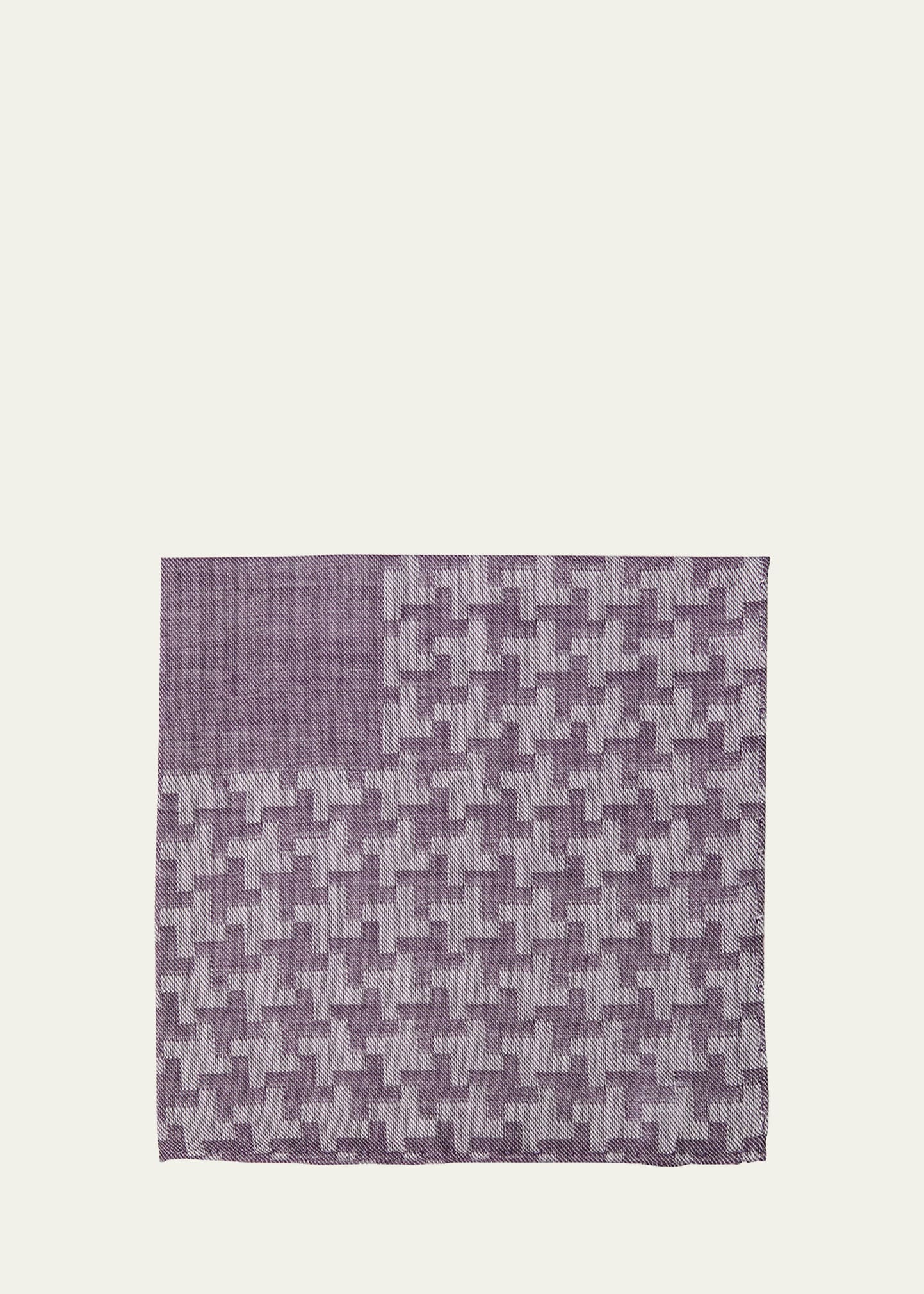 Simonnot Godard Men's Irregular Box-print Cotton Handkerchief In Purple