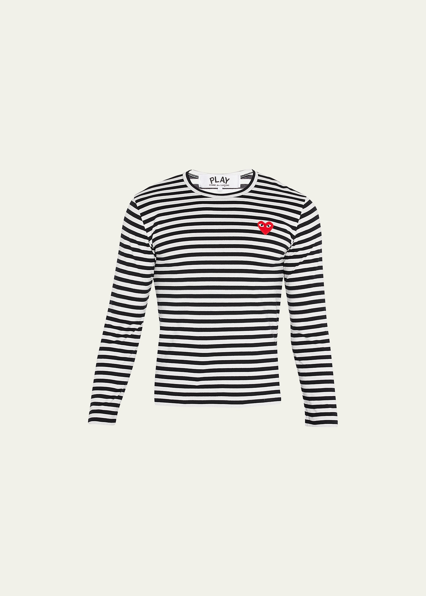 Shop Comme Des Garçons Men's Striped T-shirt With Small Heart In Red/white