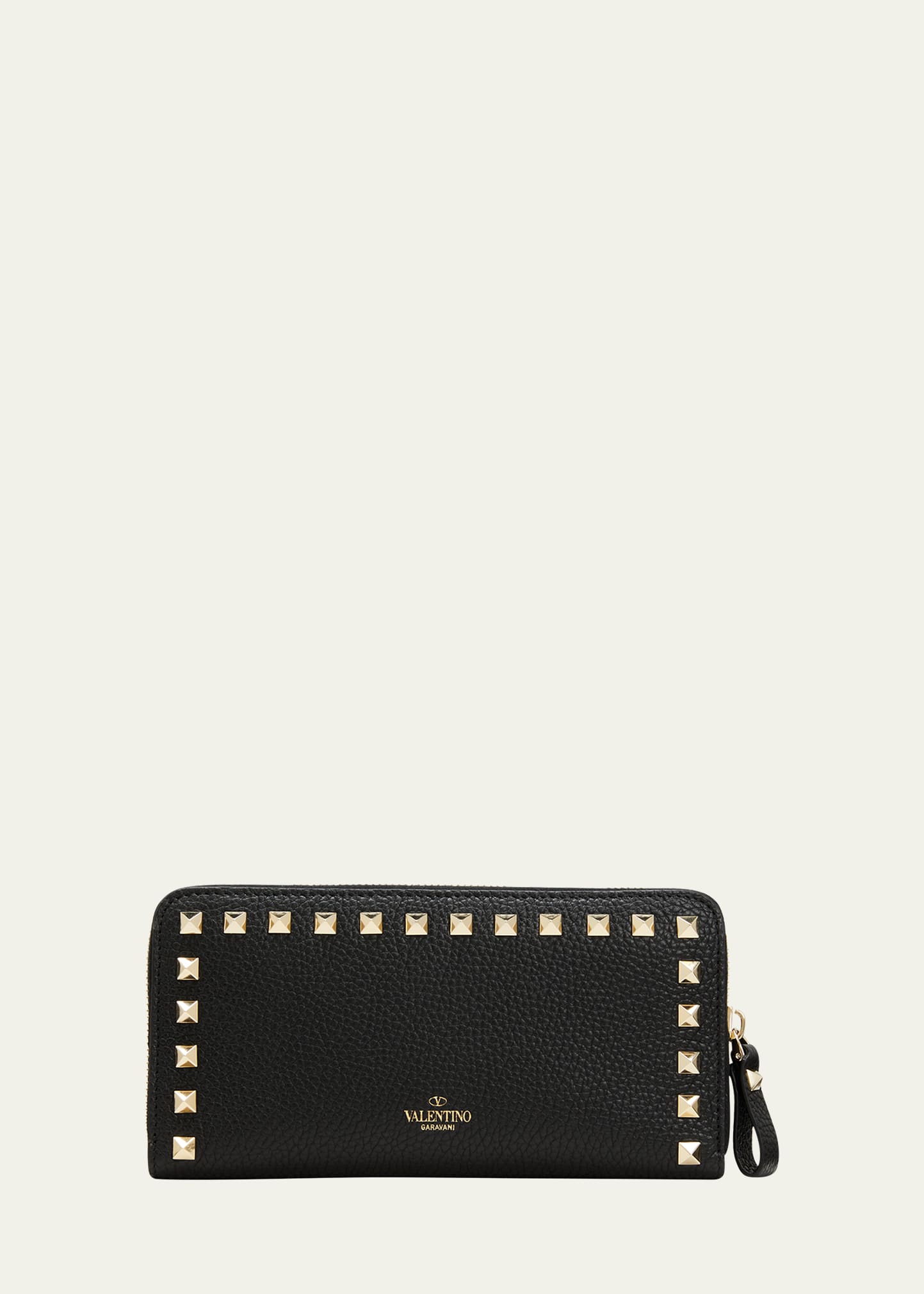 Shop Valentino Rockstud Leather Continental Wallet In Black