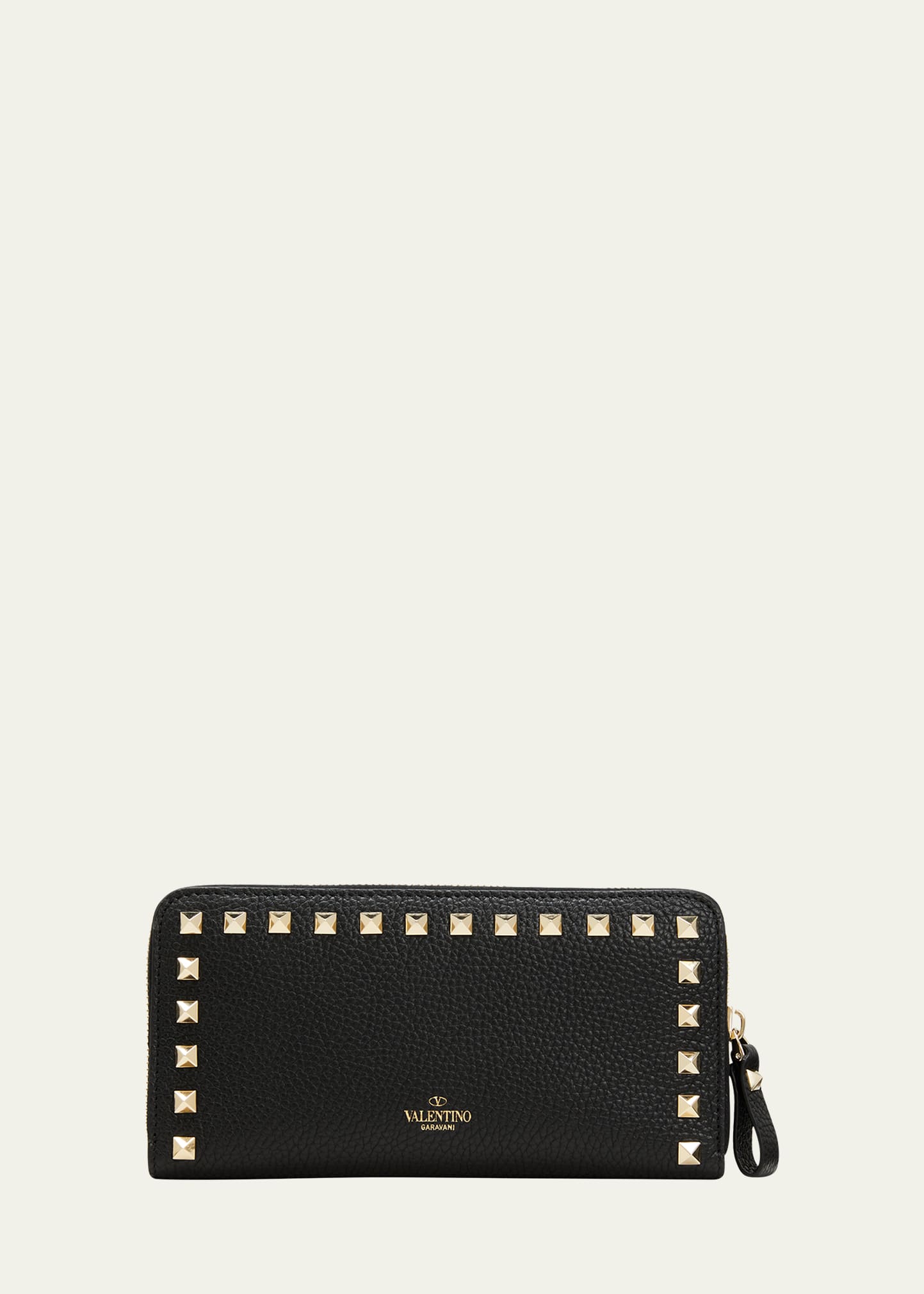 Valentino Rockstud-embellishment Zip-fastening Wallet In Black