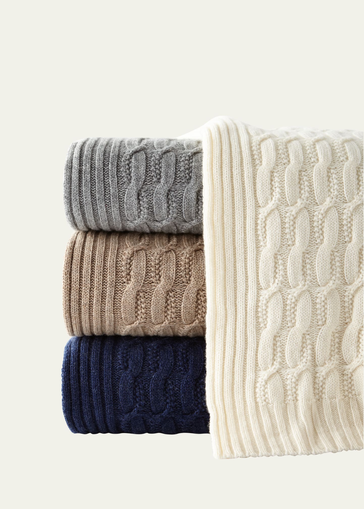 Sofia Cashmere Seed-stitch Cable Throw In Multi