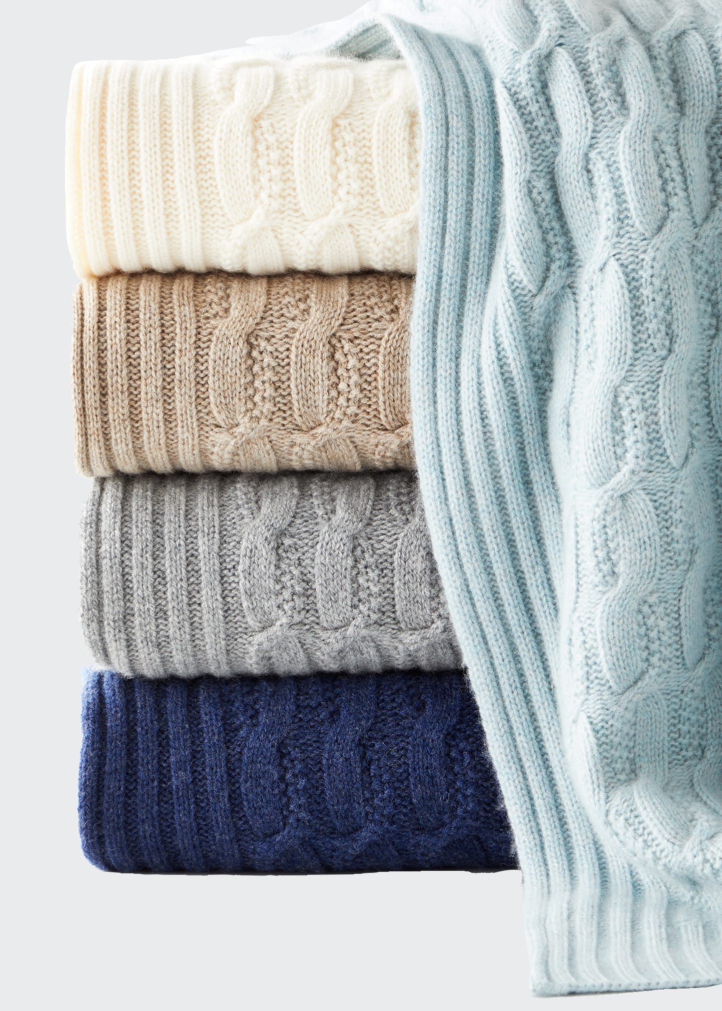 Sofia Cashmere Seed-stitch Cable Throw In Seafoam