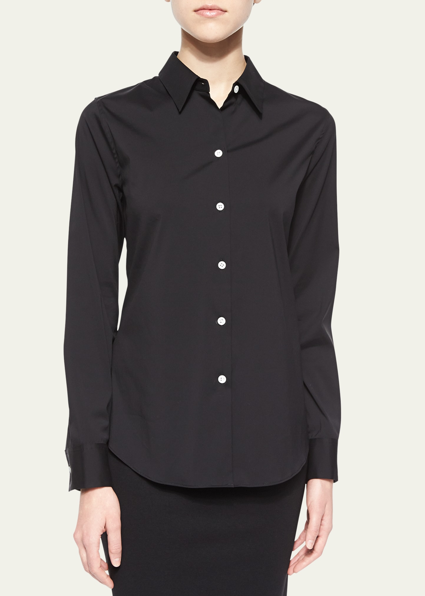 Theory Tenia Long-sleeve Blouse In Black