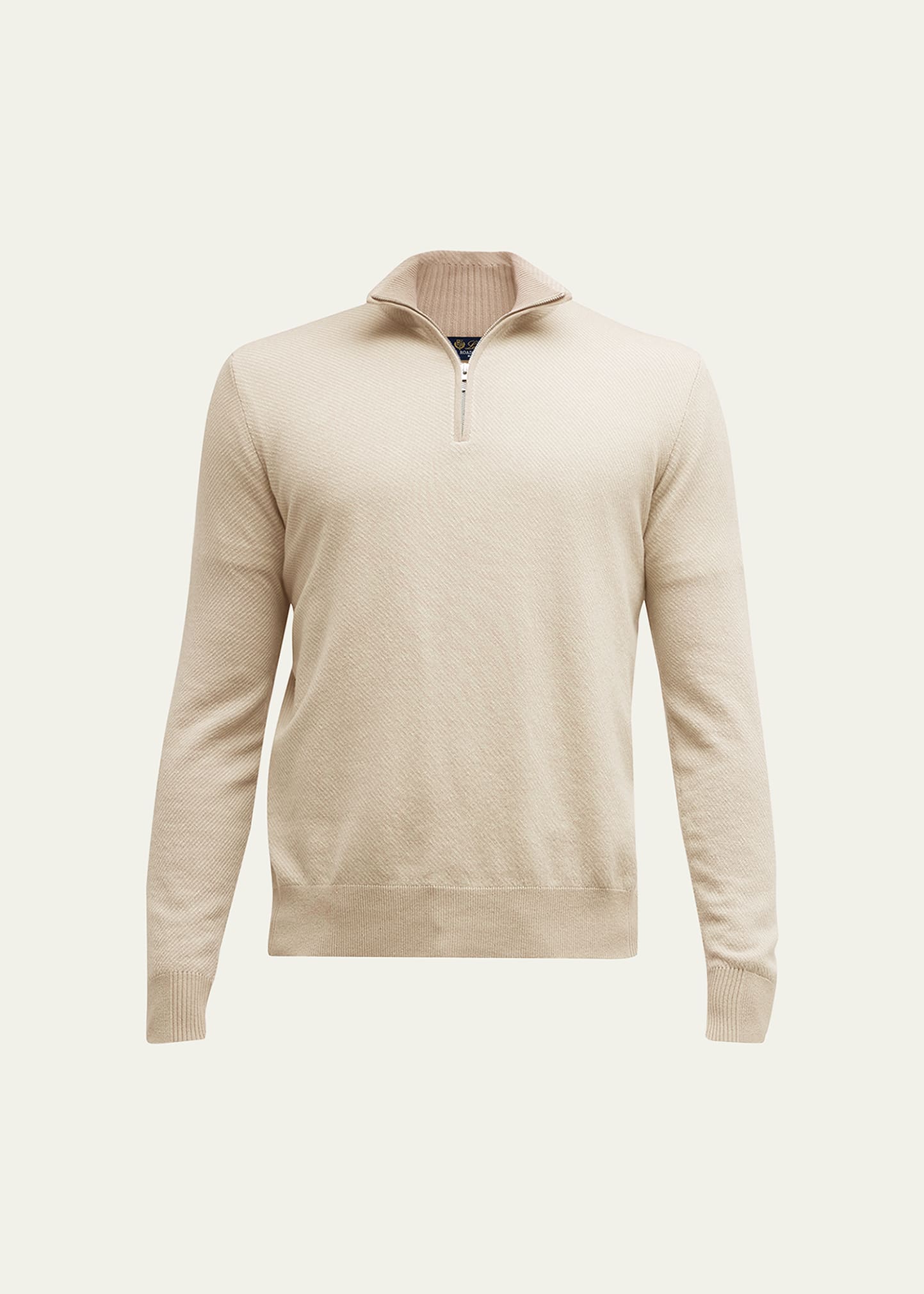 Loro Piana Roadster Striped Cashmere Half-zip Sweater In Medium Beige