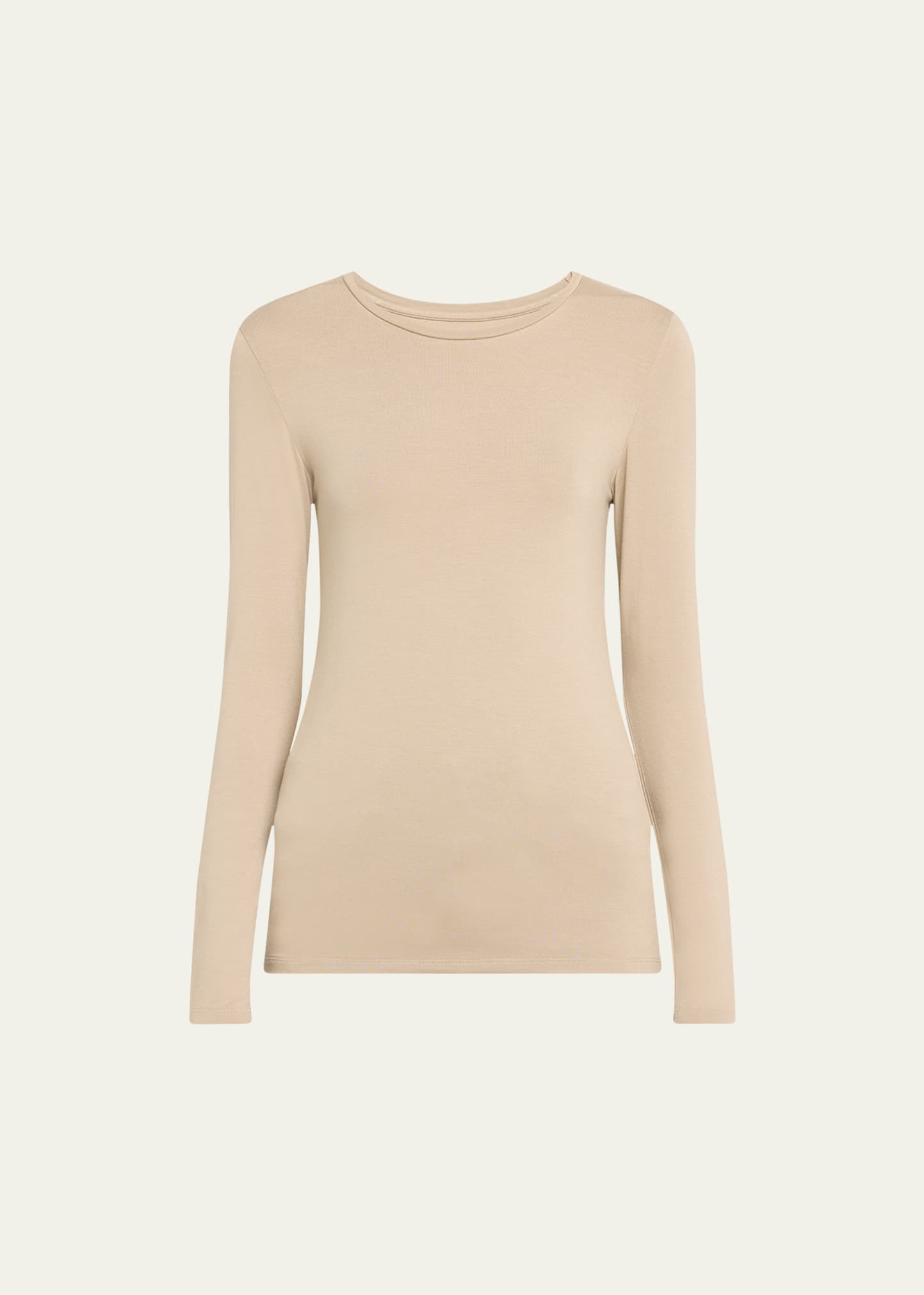 Shop Majestic Soft Touch Flat-edge Long-sleeve Crewneck Top In Desert