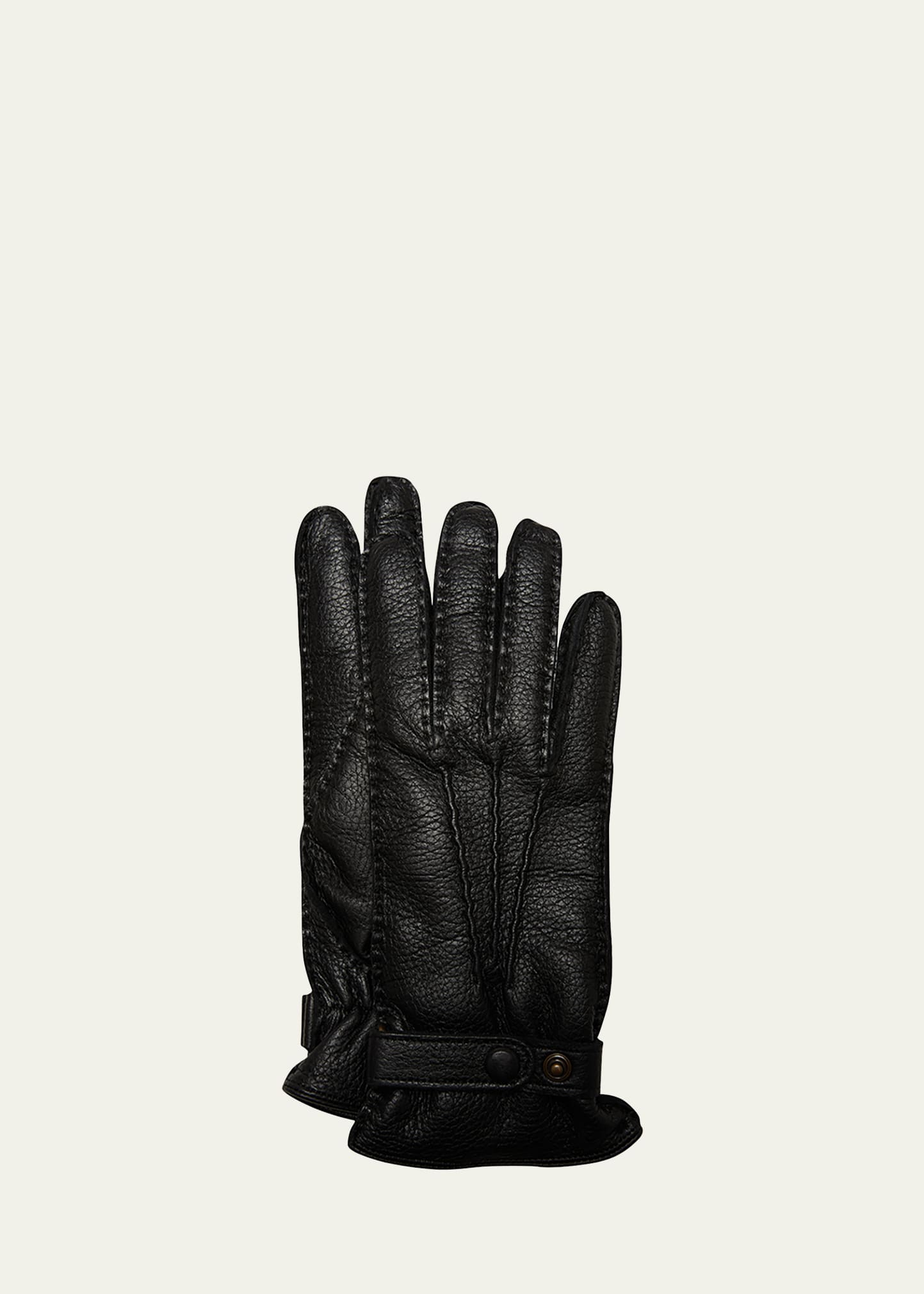 Hestra Gloves Winston Snap Leather Cashmere-lined Gloves In Black