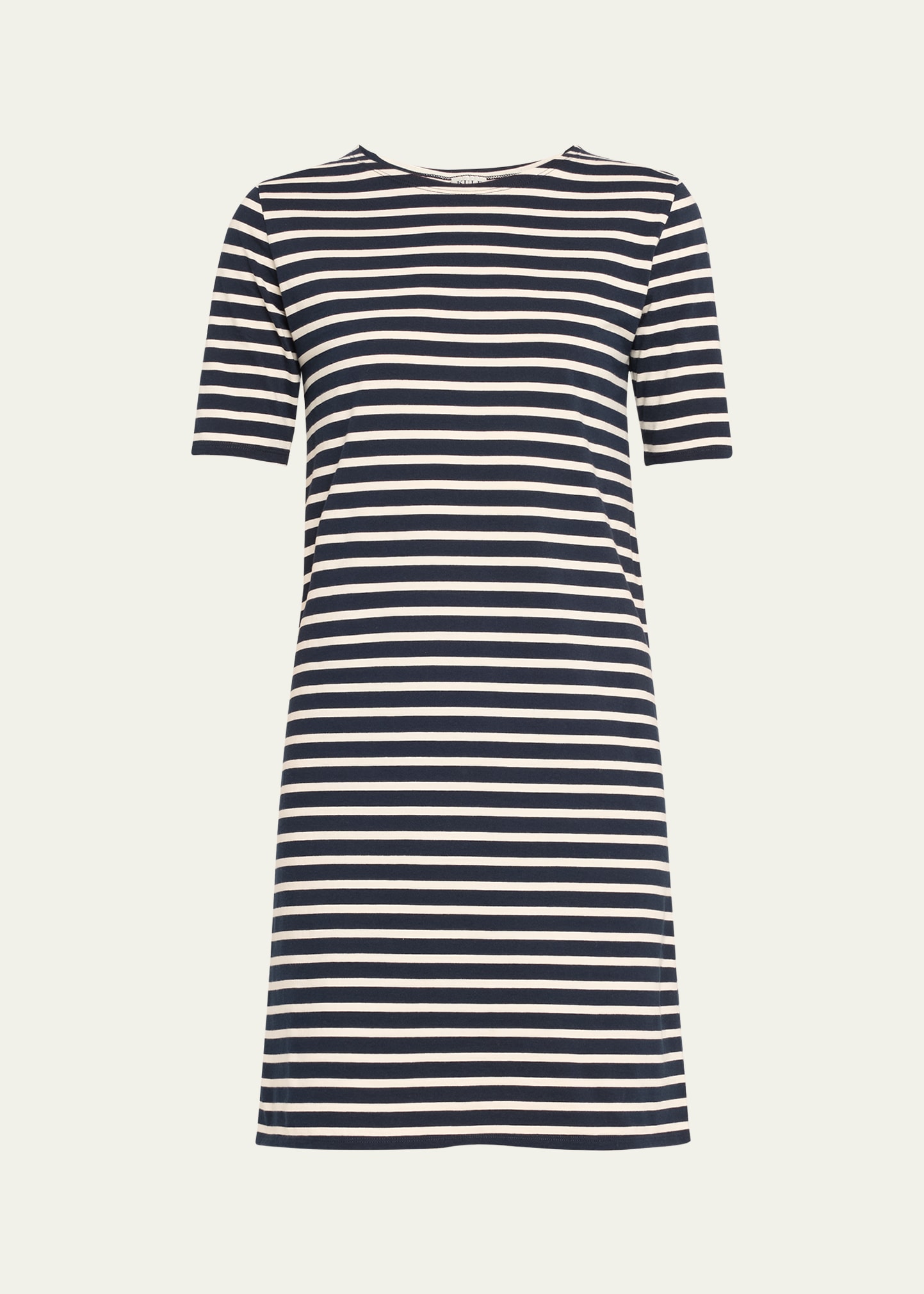 Crewneck Short-Sleeve Striped Tee Dress